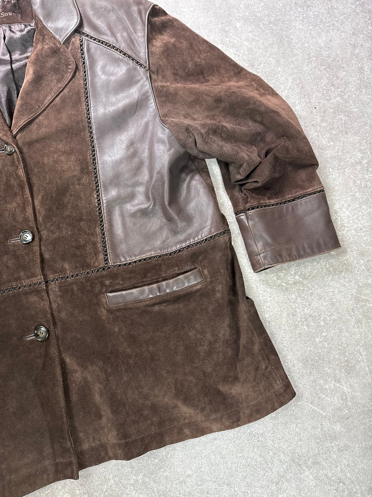 Leather Sound Lederjacke 48 Braun Wildleder Lammnappa Vintage Blazer Jacke