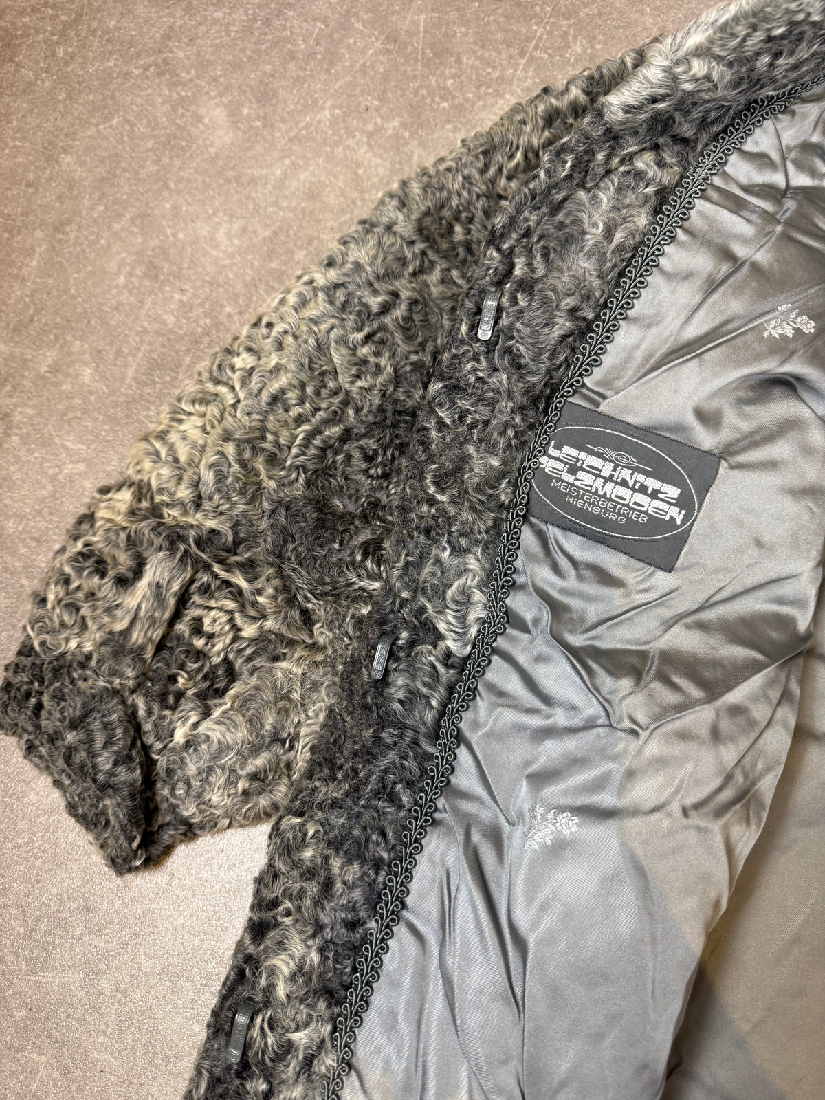 Vintage Persianer Pelzmantel Damen Grau Schwarz