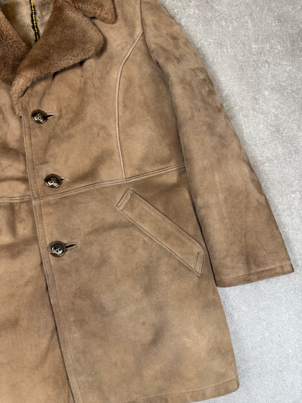Vintage Lammfellmantel Damen Braun – Echtleder Shearling Fellmantel