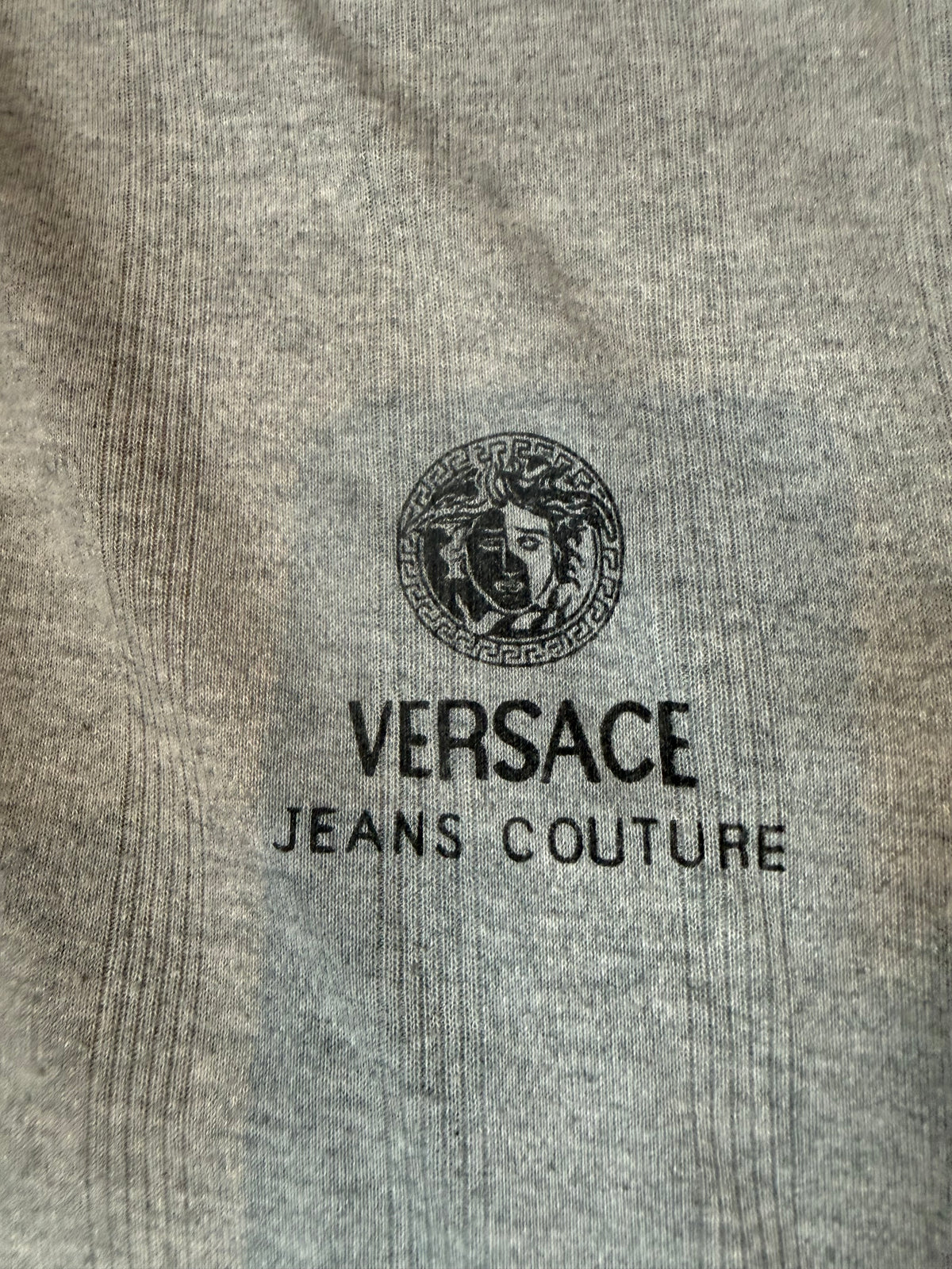 Vintage Versace Jeans Couture Shirt Grau Medusa Logo Kurzarm Henley