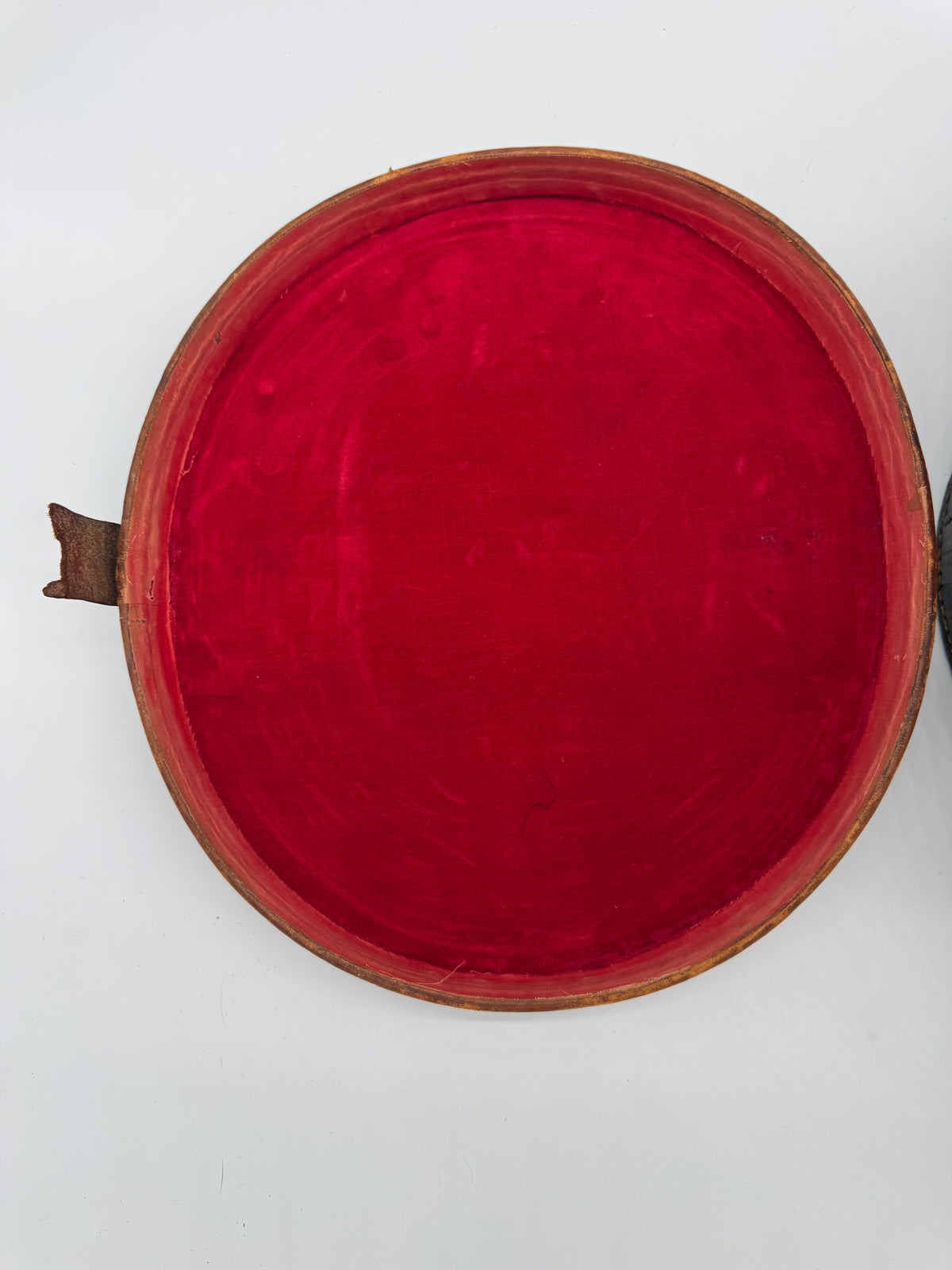 Antiker Zylinder Hutkoffer Leder Rot Samt Vintage Hutschachtel Hutbox um 1900
