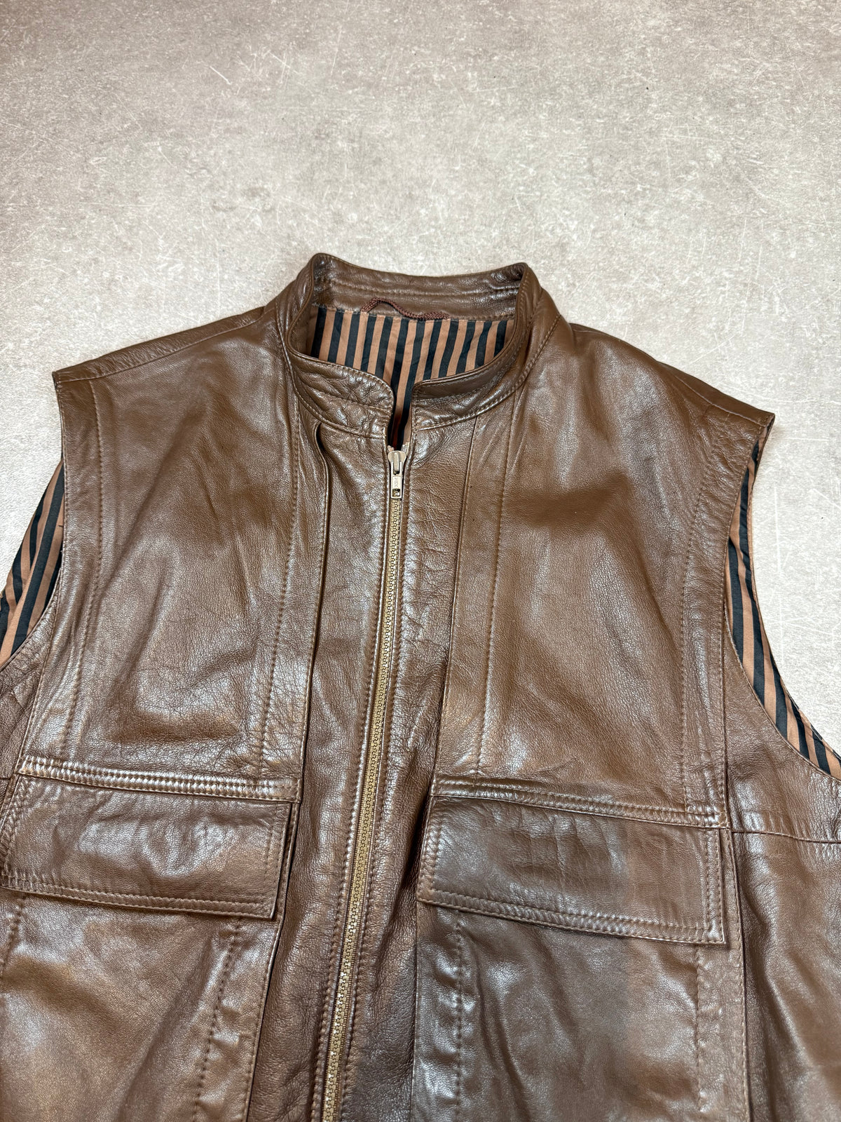Vintage Herren Lederweste Braun – Echtleder Biker Freizeitweste