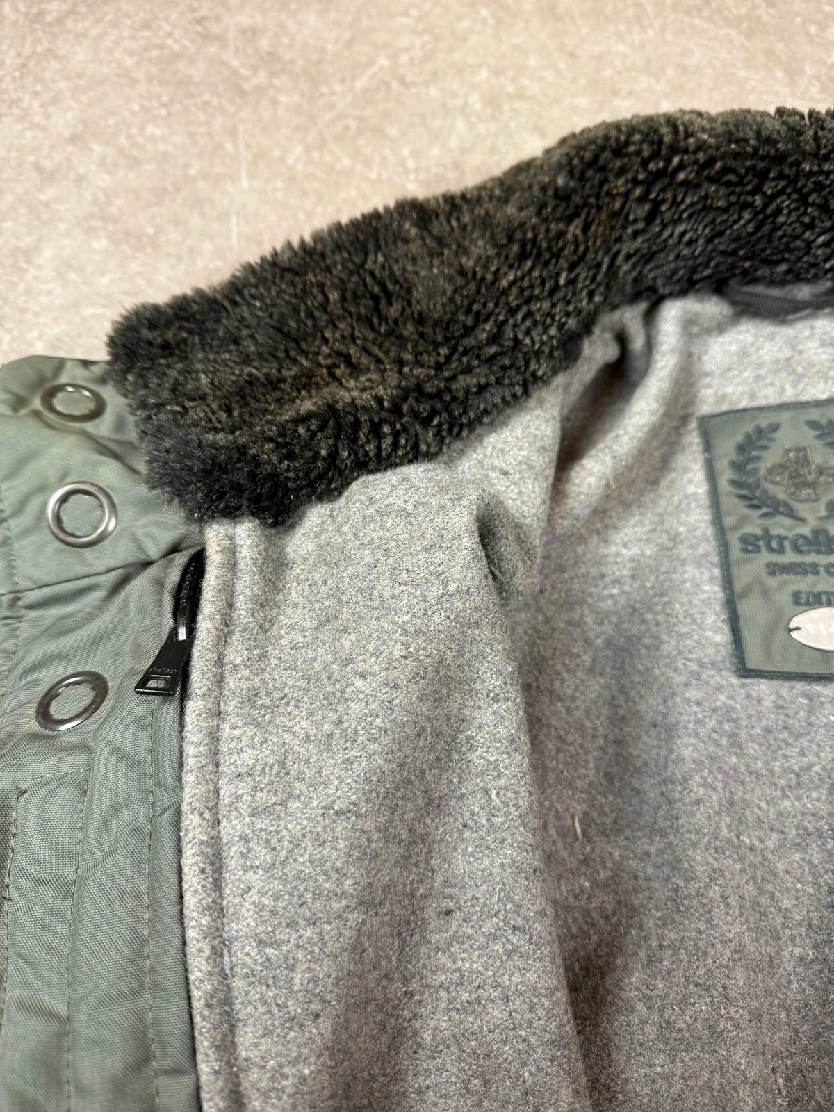 Vintage Strellson Swiss Cross Parka Herren Oliv Military Field Jacket