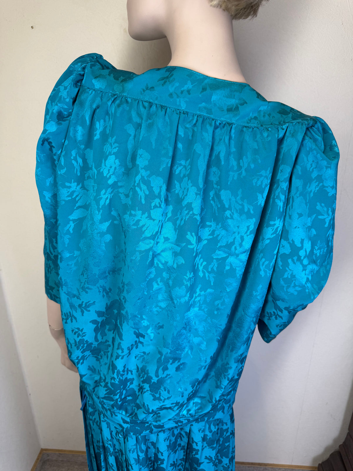 Vintage 80er Damen 3-Teiler Türkis – Plisseerock, Top & Bluse Floral