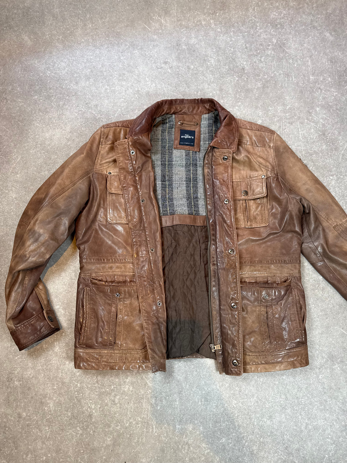 Engbers Lederjacke Herren Braun L Vintage Field Jacket Nappaleder Outdoor