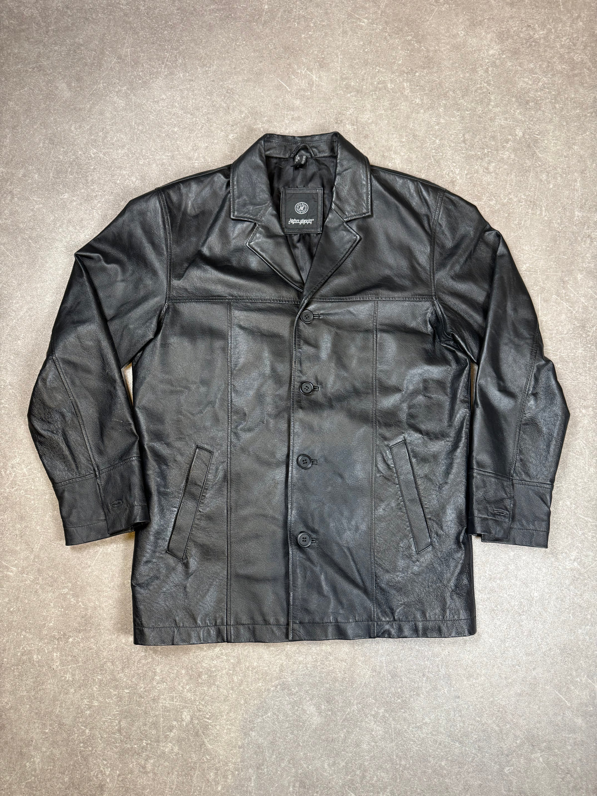 John Devin Vintage Herren Lederjacke Schwarz Gr. 48 Lederblazer