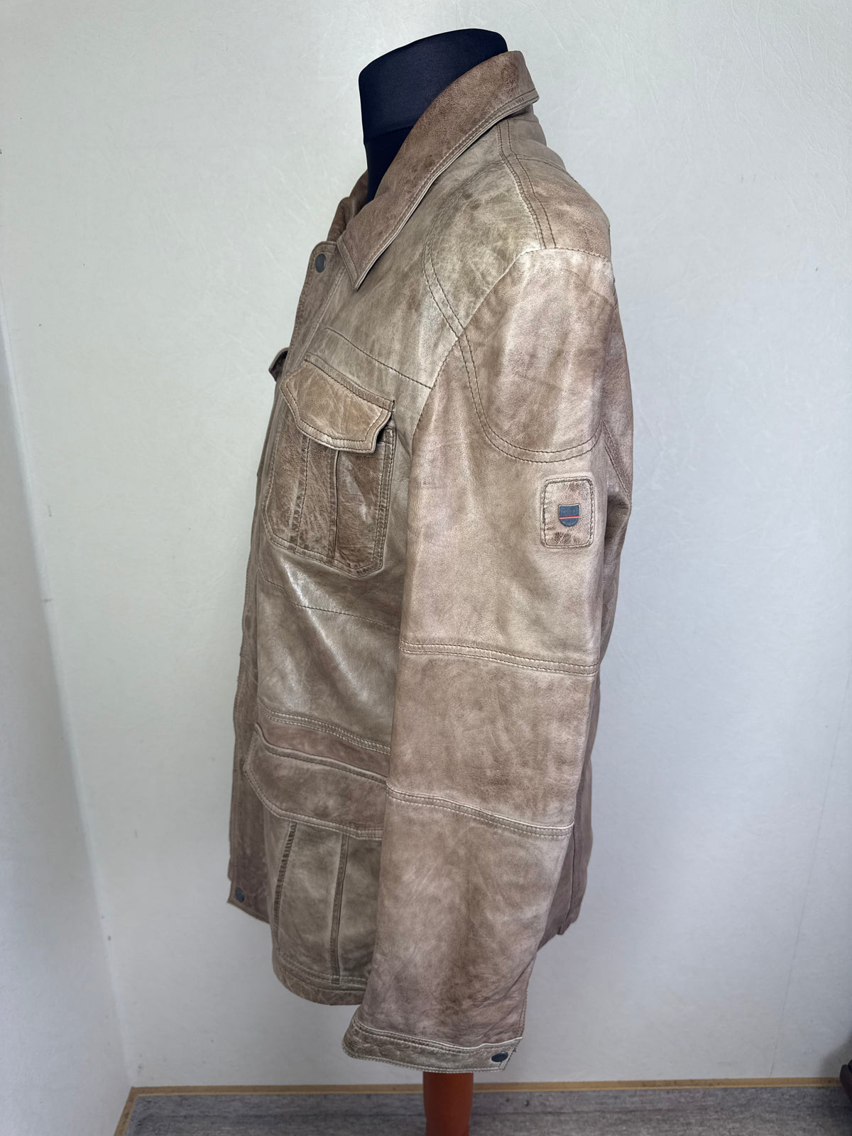 LLOYD Lederjacke Herren Braun Gr. 50 Vintage Field Jacket Echtleder Übergangsjacke