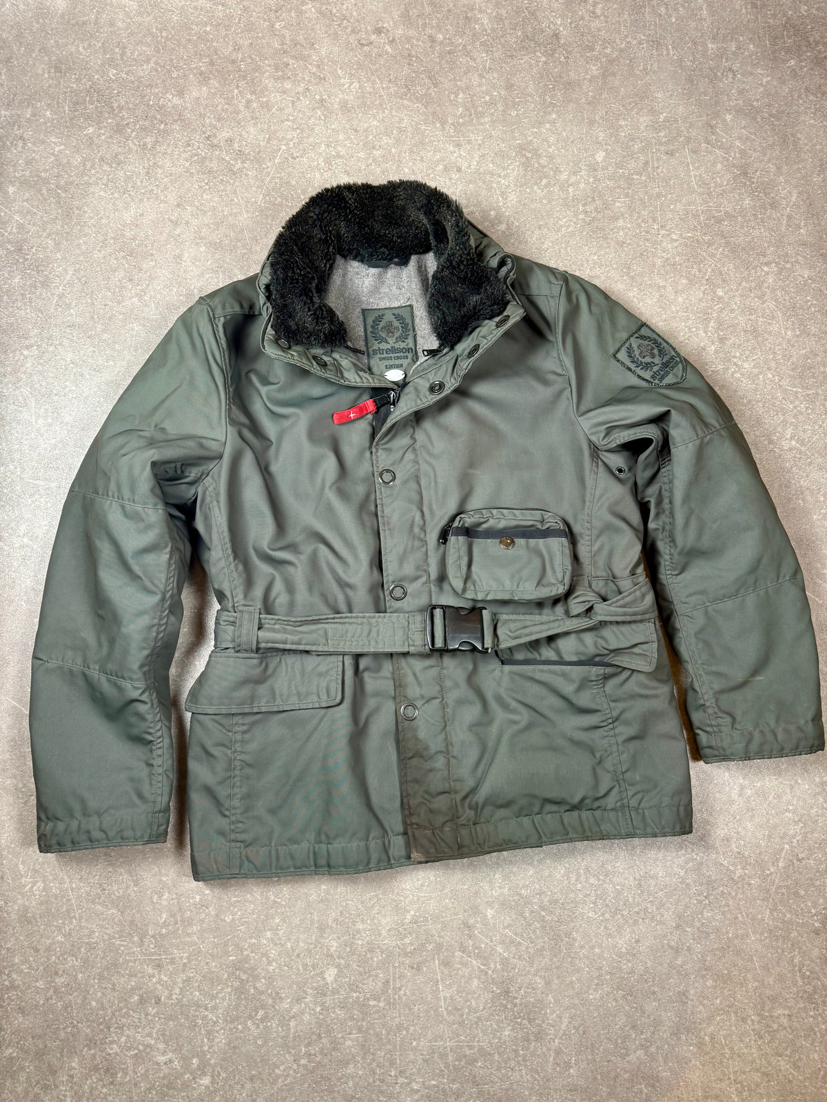 Vintage Strellson Swiss Cross Parka Herren Oliv Military Field Jacket