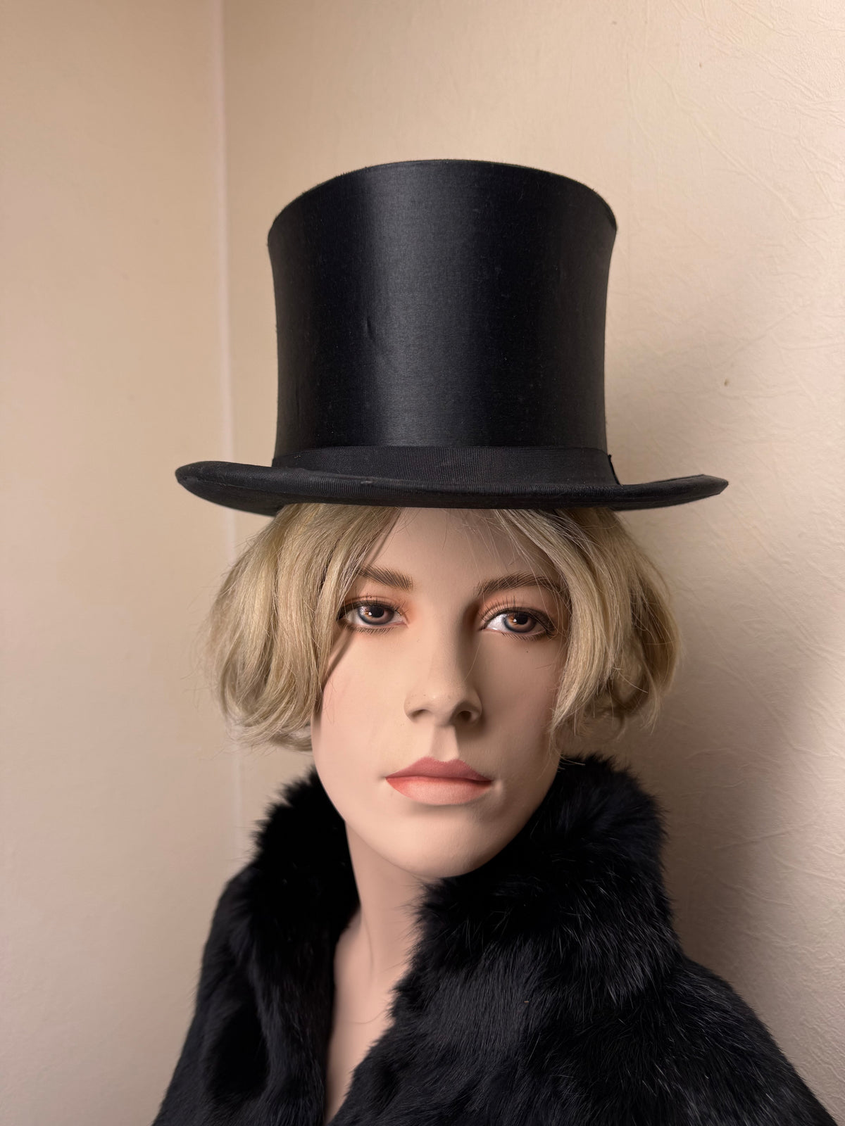 Antiker Klappzylinder Chapeau Claque schwarz Druckfrei Patent Zylinder mit Original Hutbox Vintage