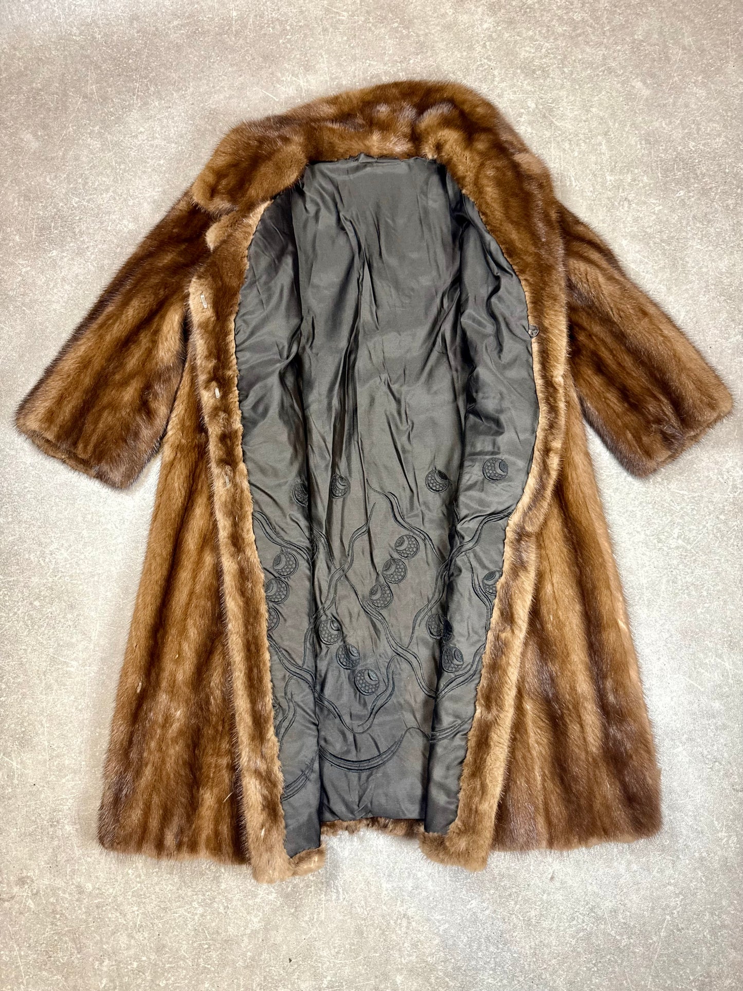 Edler Nerz Pelzmantel Damen Gr. XL 42/44 Braun Echtpelz Vintage Lang Mantel