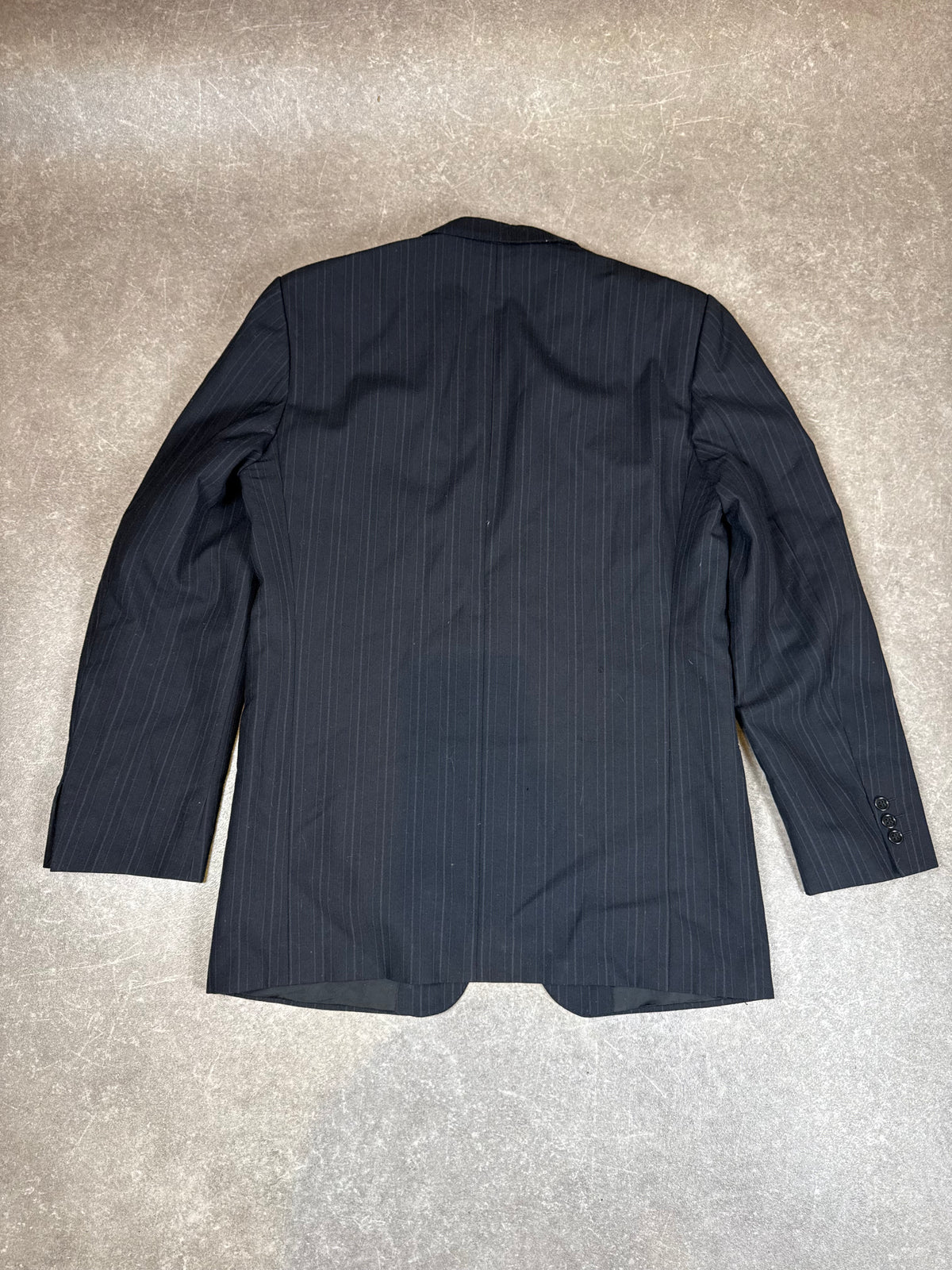 Vintage Herren Anzug Nadelstreifen Schwarz 2-teilig Sakko & Hose – klassisch elegant