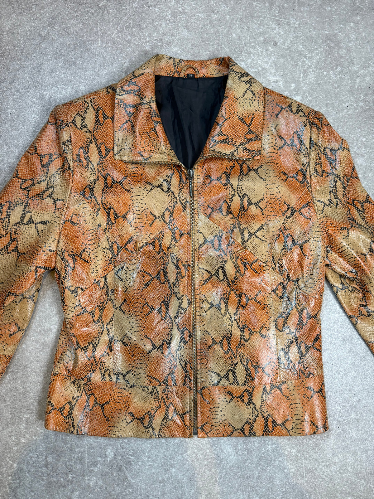 Vintage Schlangenleder Jacke Gr. 38 Snake Skin Lederjacke