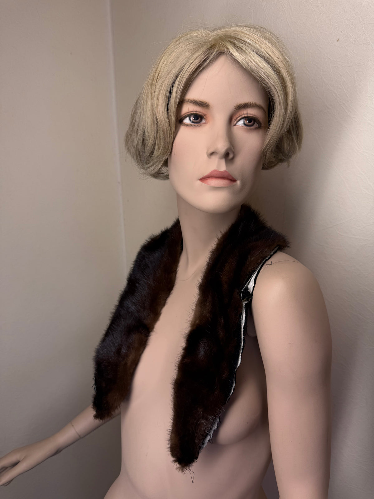 Vintage Nerz Pelzkragen Dunkelbraun Echtfell Mink Fellkragen Stola Damen 60er 70er