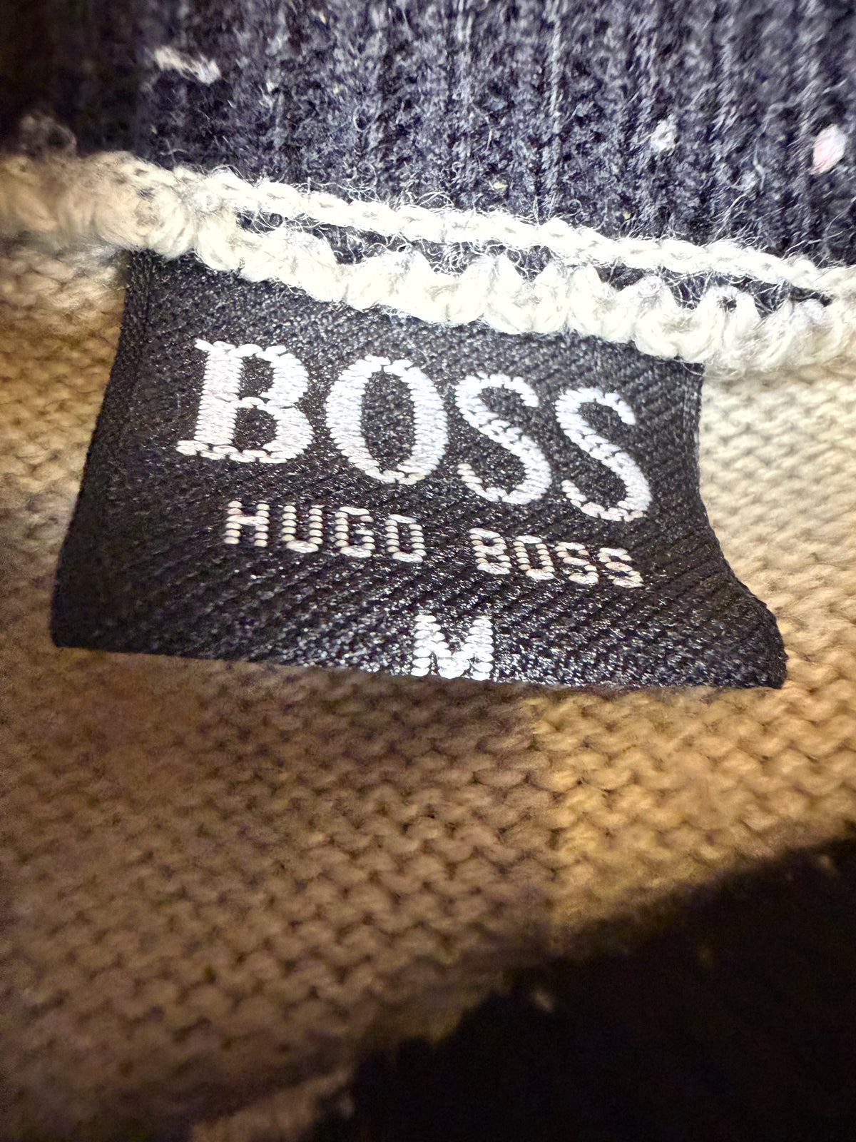 Vintage HUGO BOSS Herren Strickpullover Gr. M Colourblock Half Zip 90s