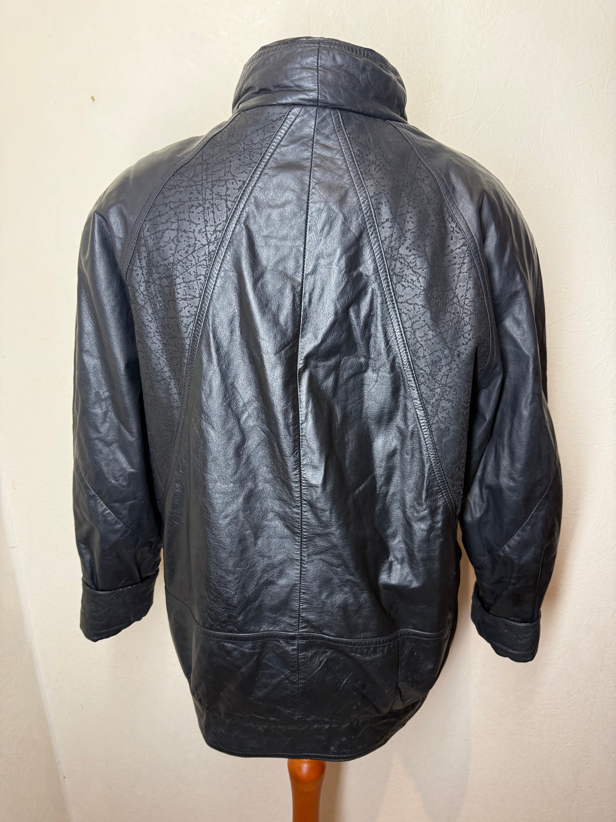 Vintage Lederjacke Echtleder Schwarz Übergangsjacke 80er 90er Oversize Gr 42 44