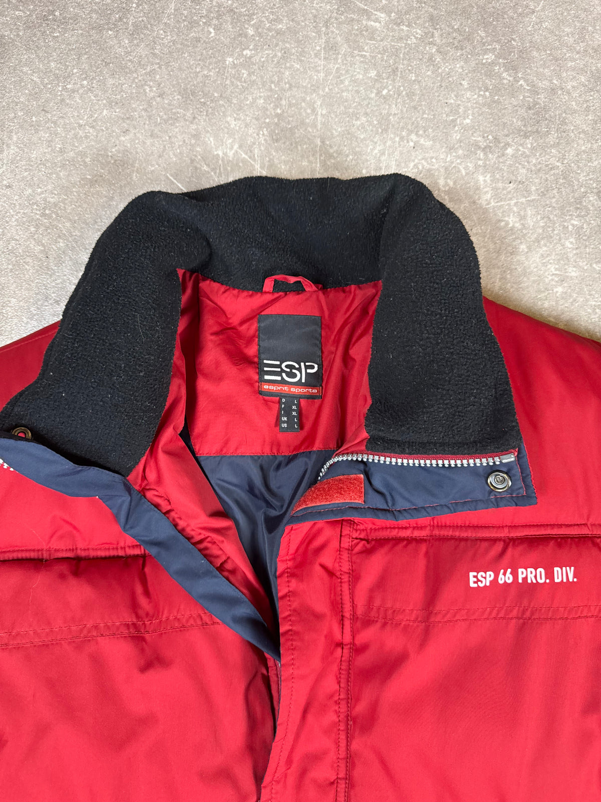 Vintage Esprit Sports ESP 66 Pufferjacke L Rot Weiß Navy – 90er Y2K