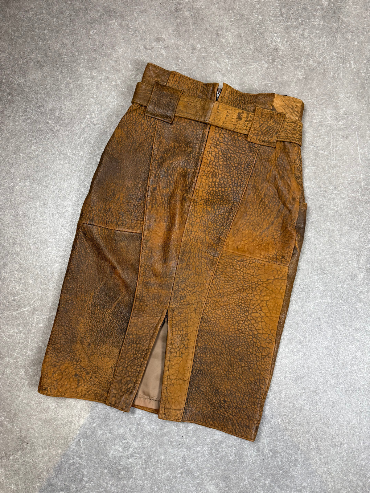 Vintage Lederrock Gr. 34 Braun – Franz Meyer Schlüßlberg Patina Gürtel