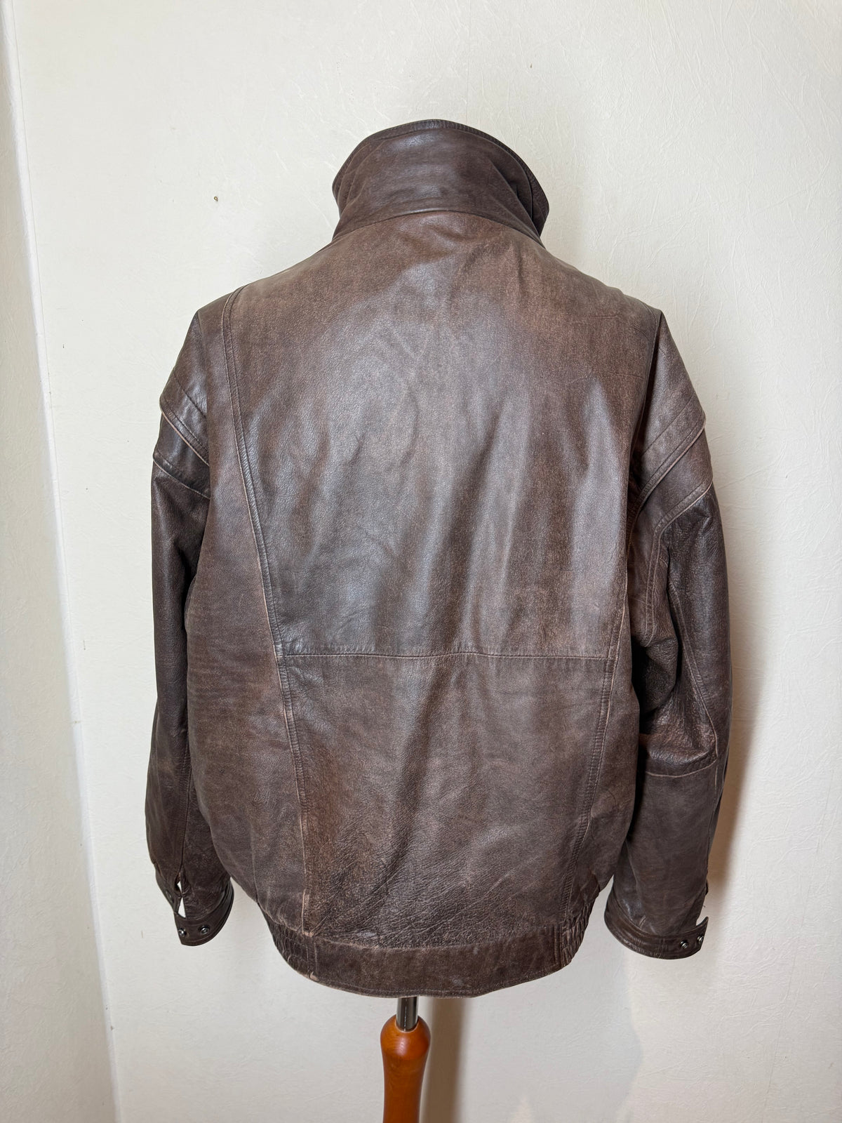 Vintage Lederjacke Herren Braun Echtleder Blouson 80er 90er Bomberjacke Gr 54 Oversize