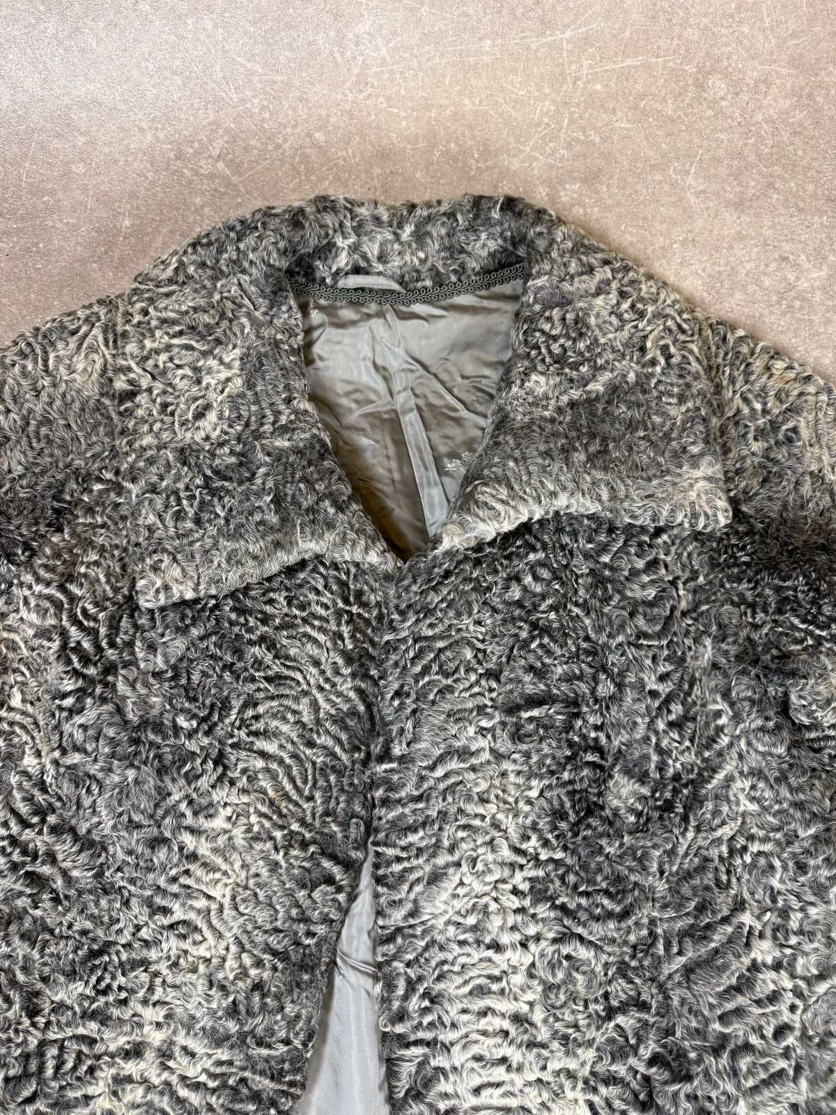 Vintage Persianer Pelzmantel Damen Grau Schwarz