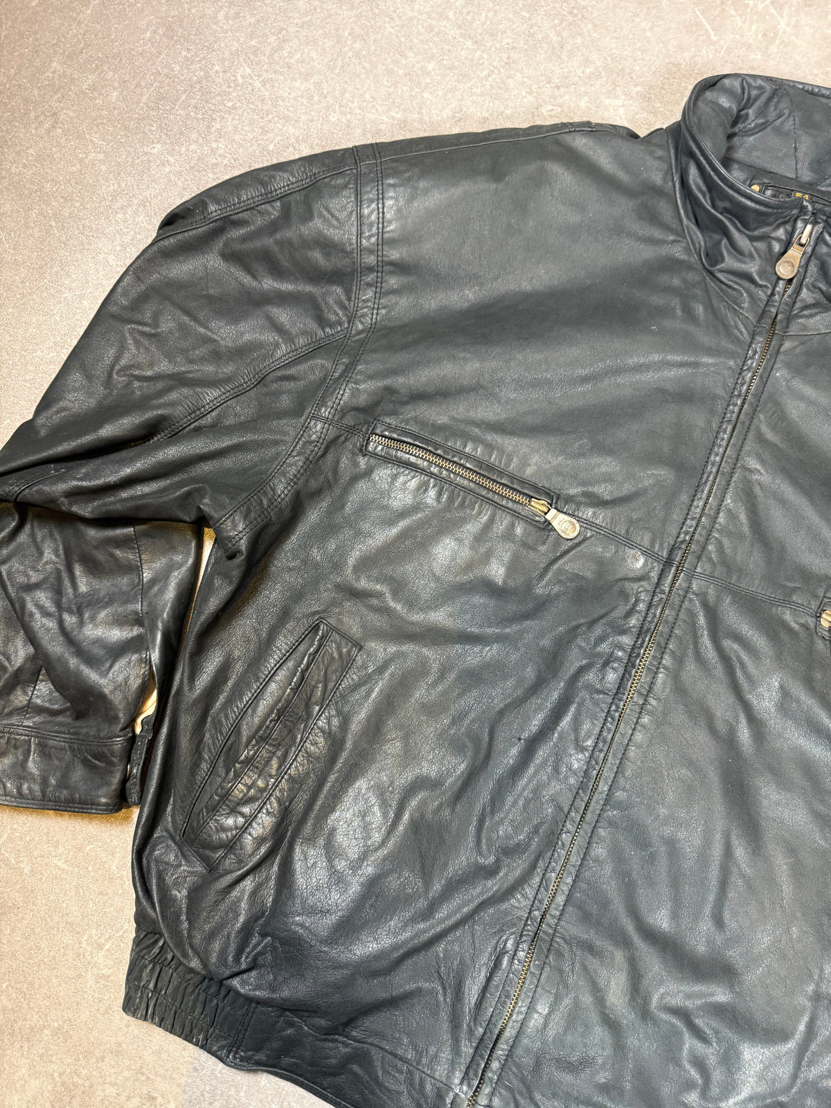 TRAPPER Vintage Herren Lederjacke Schwarz Gr. 54 Echtleder Blouson