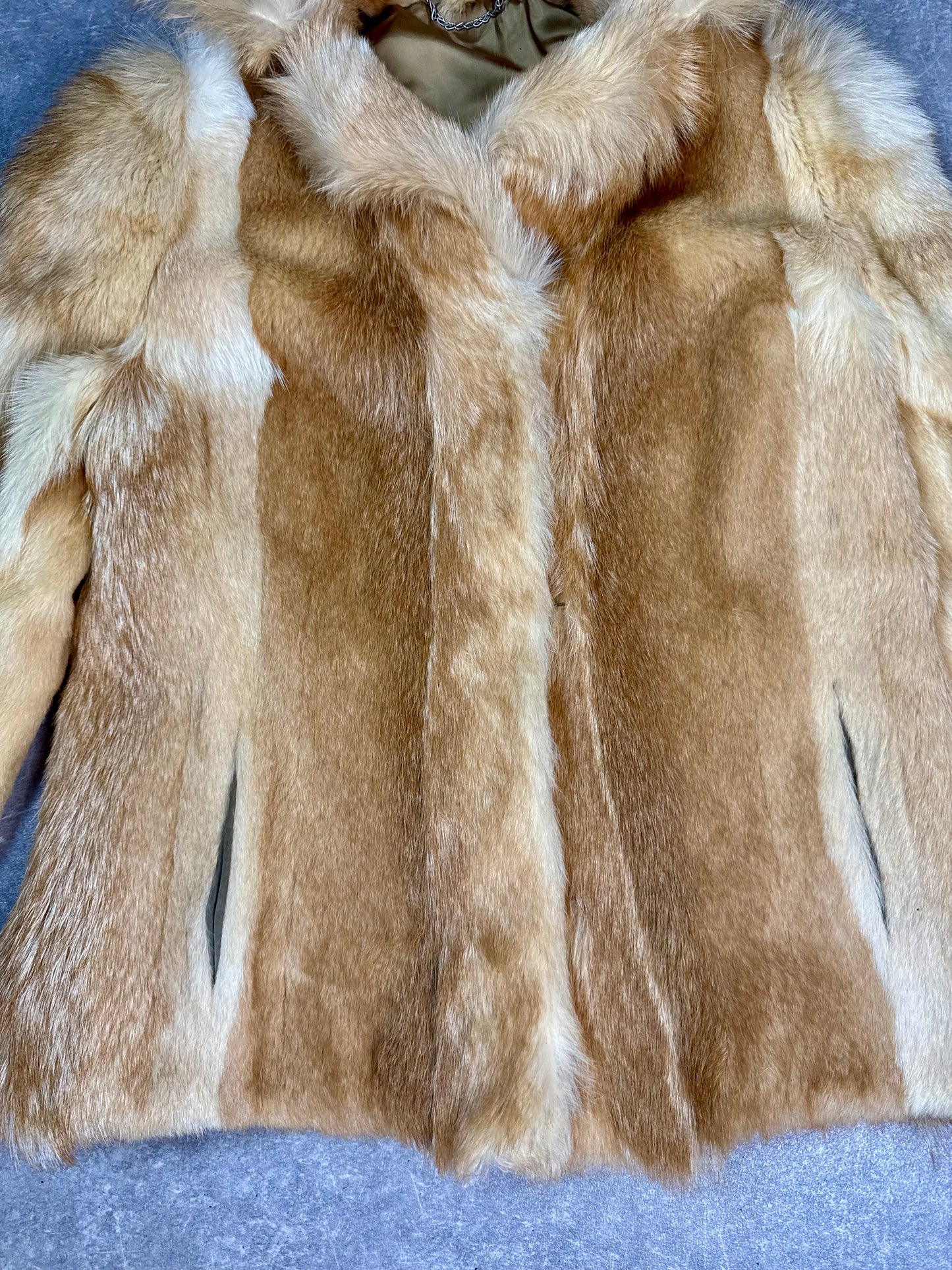 Vintage Rotfuchs Pelzjacke Echtpelz Damen Natur Braun Fox Fur Jacket Gr. S/M