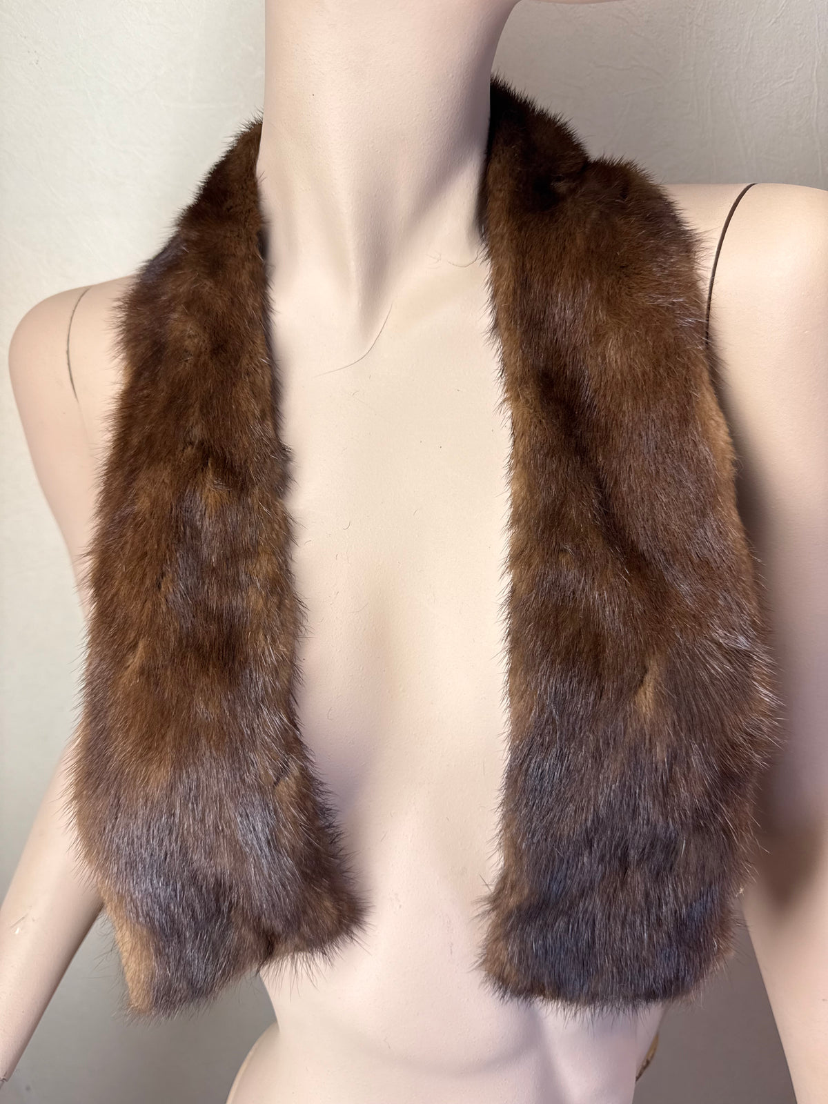 Vintage Nerz Pelzkragen Braun Echtfell Mink Fellkragen Stola Schal 90 cm