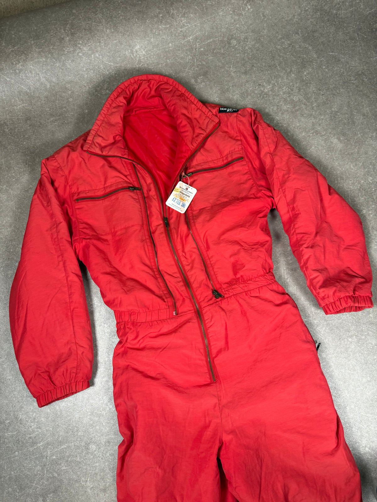 Vintage 80er 90er Ski Overall Rot Einteiler Skianzug Retro Snow Suit
