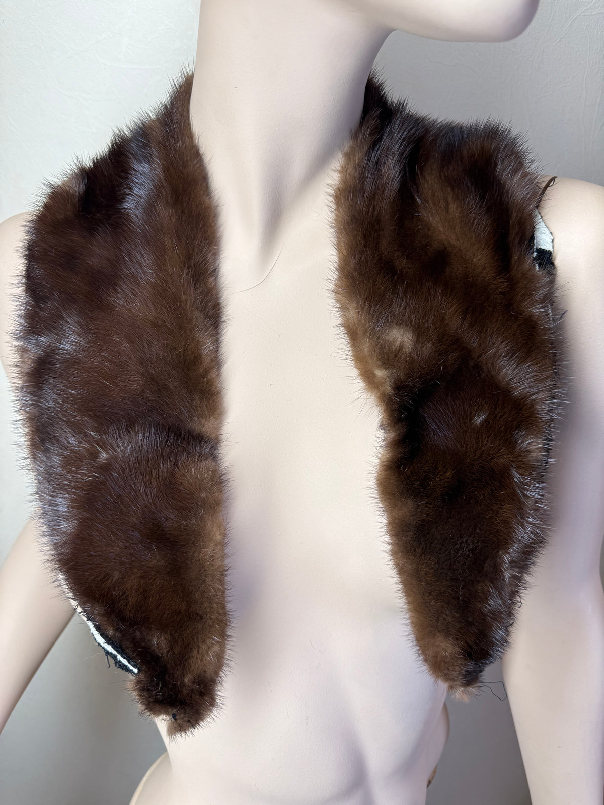 Vintage Nerz Pelzkragen Dunkelbraun Echtfell Mink Fellkragen Stola Damen 60er 70er
