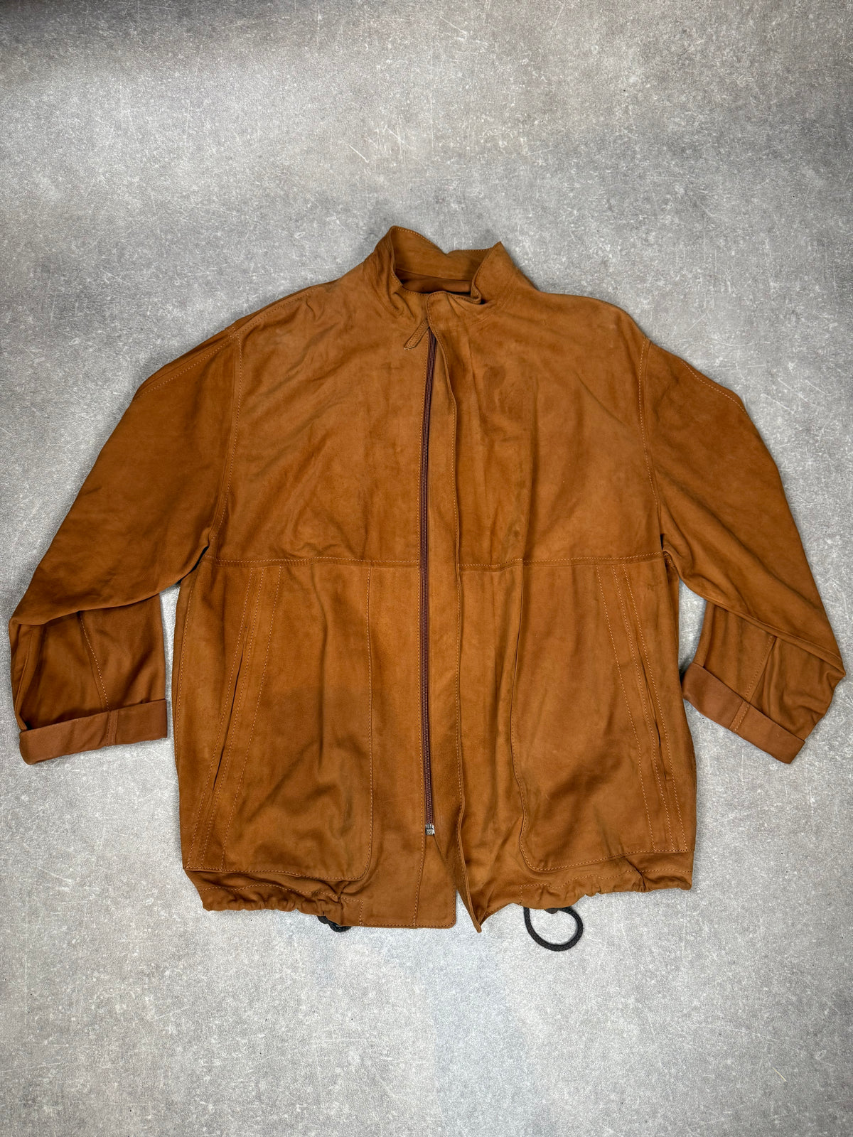 Munper Lederjacke Veloursleder Braun Cognac Vintage Oversize Gr. 50