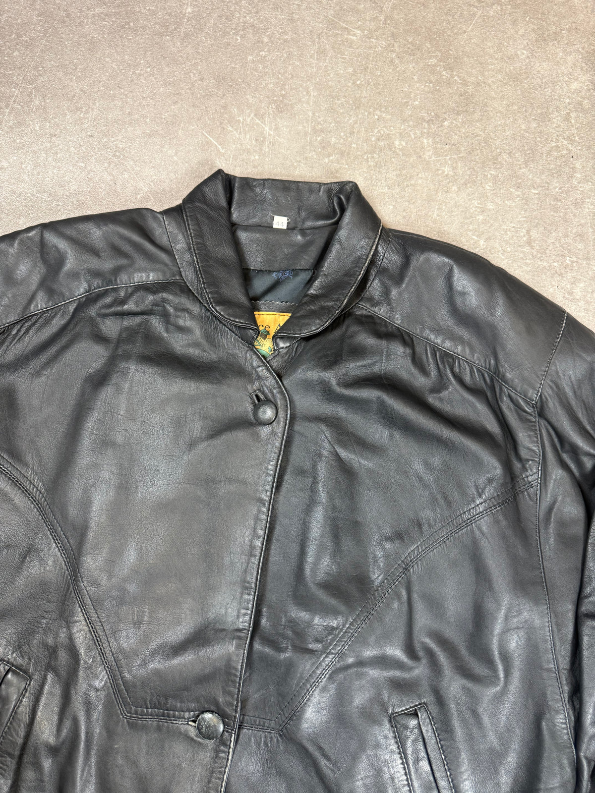 Vintage The Pierre Arrow Lederjacke Schwarz Gr. 44 Oversize 80er 90er