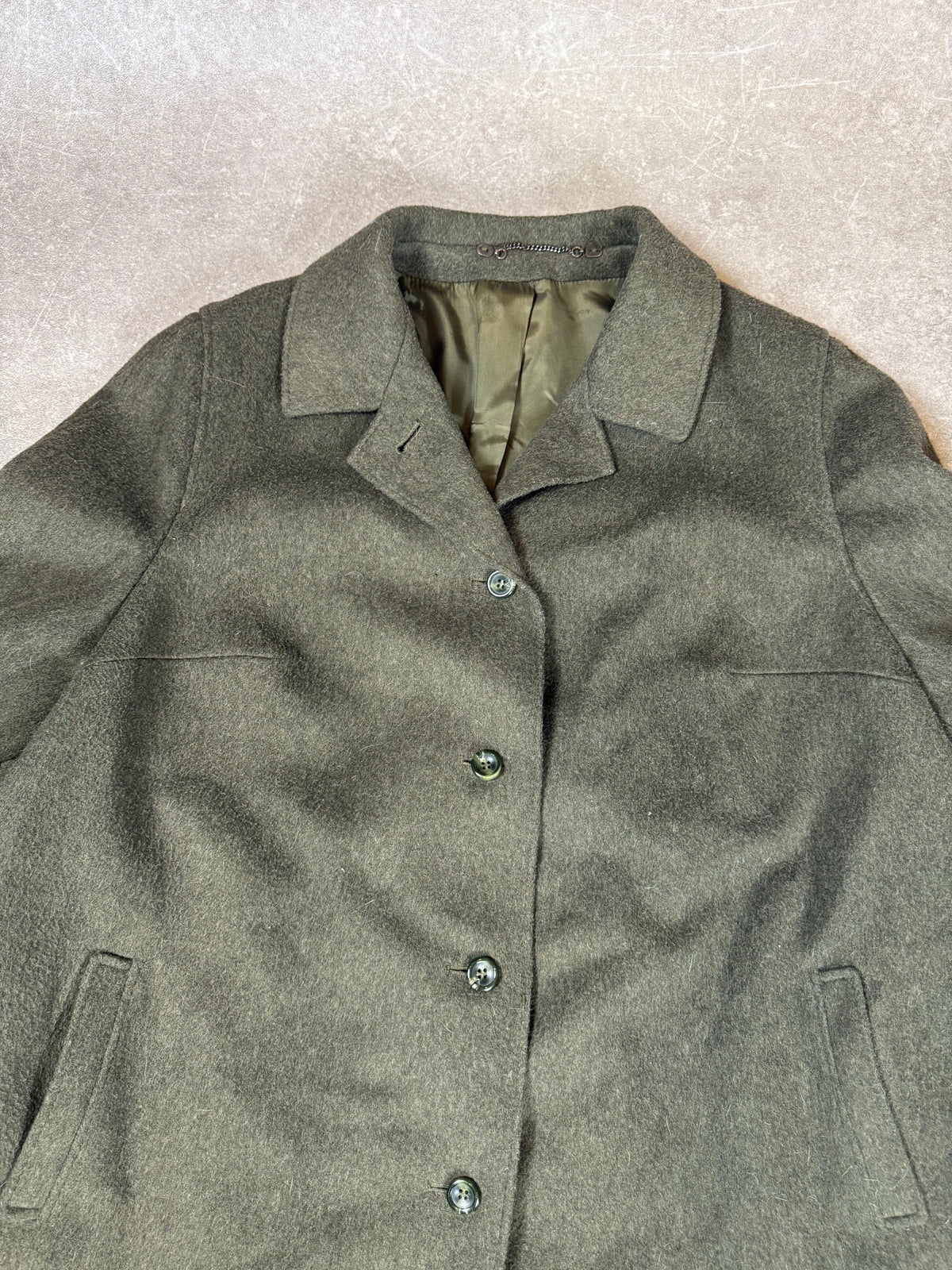 Vintage Damen Lodenmantel Wollmantel Grün – 63% Wolle Oversize Mantel Lang