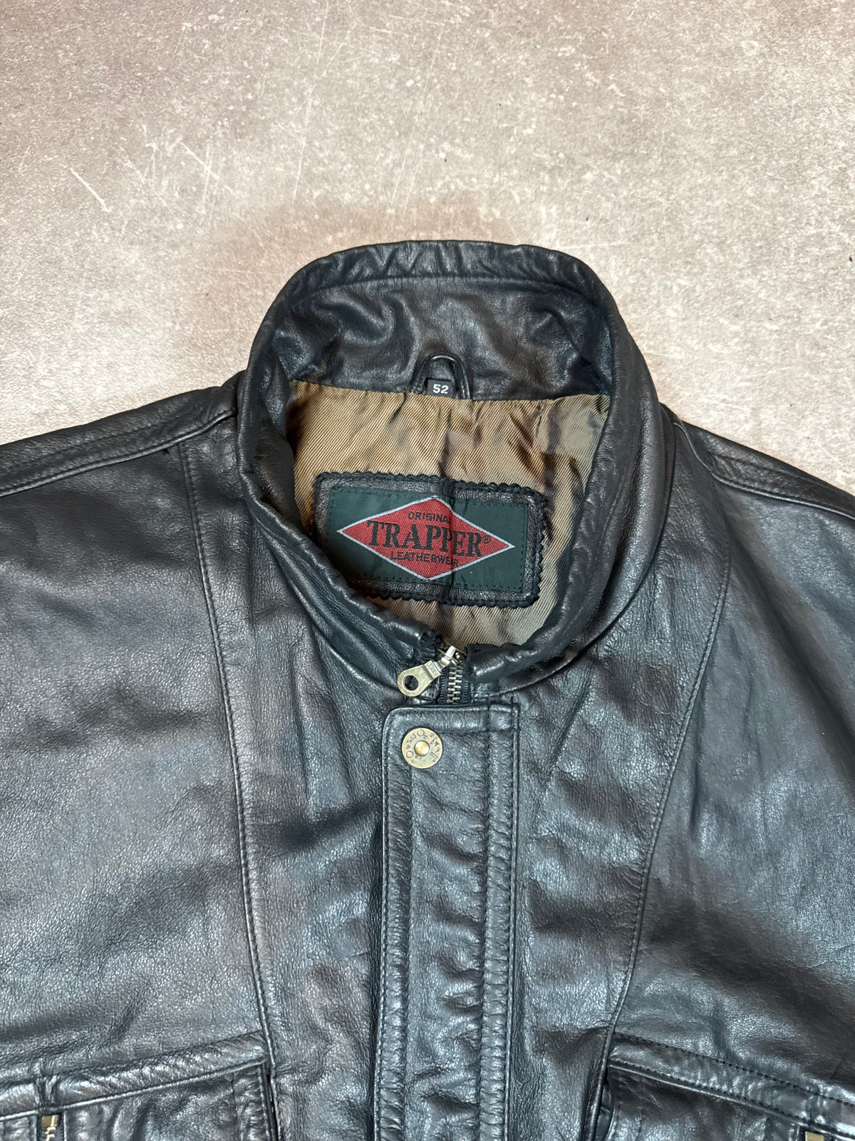 TRAPPER Vintage Herren Lederweste Schwarz Echtleder Gr. 52 Utility Biker