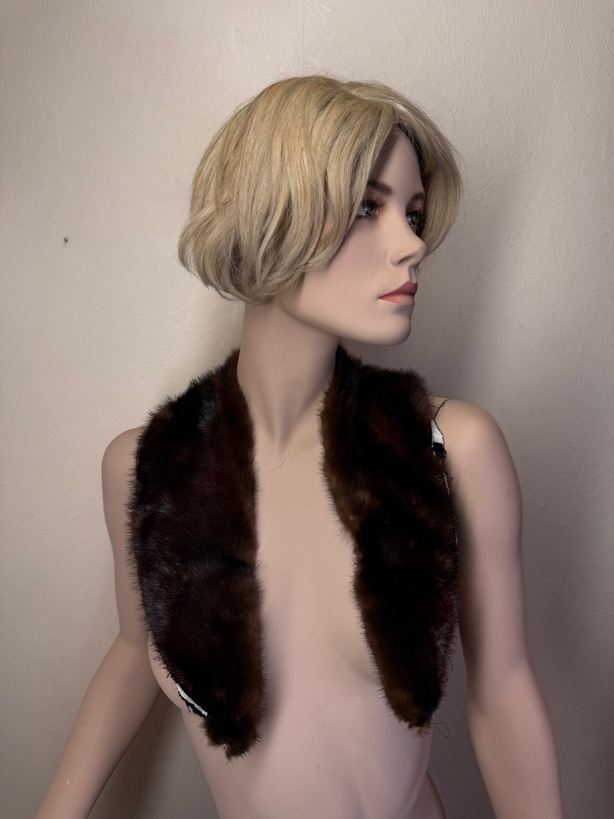 Vintage Nerz Pelzkragen Dunkelbraun Echtfell Mink Fellkragen Stola Damen 60er 70er