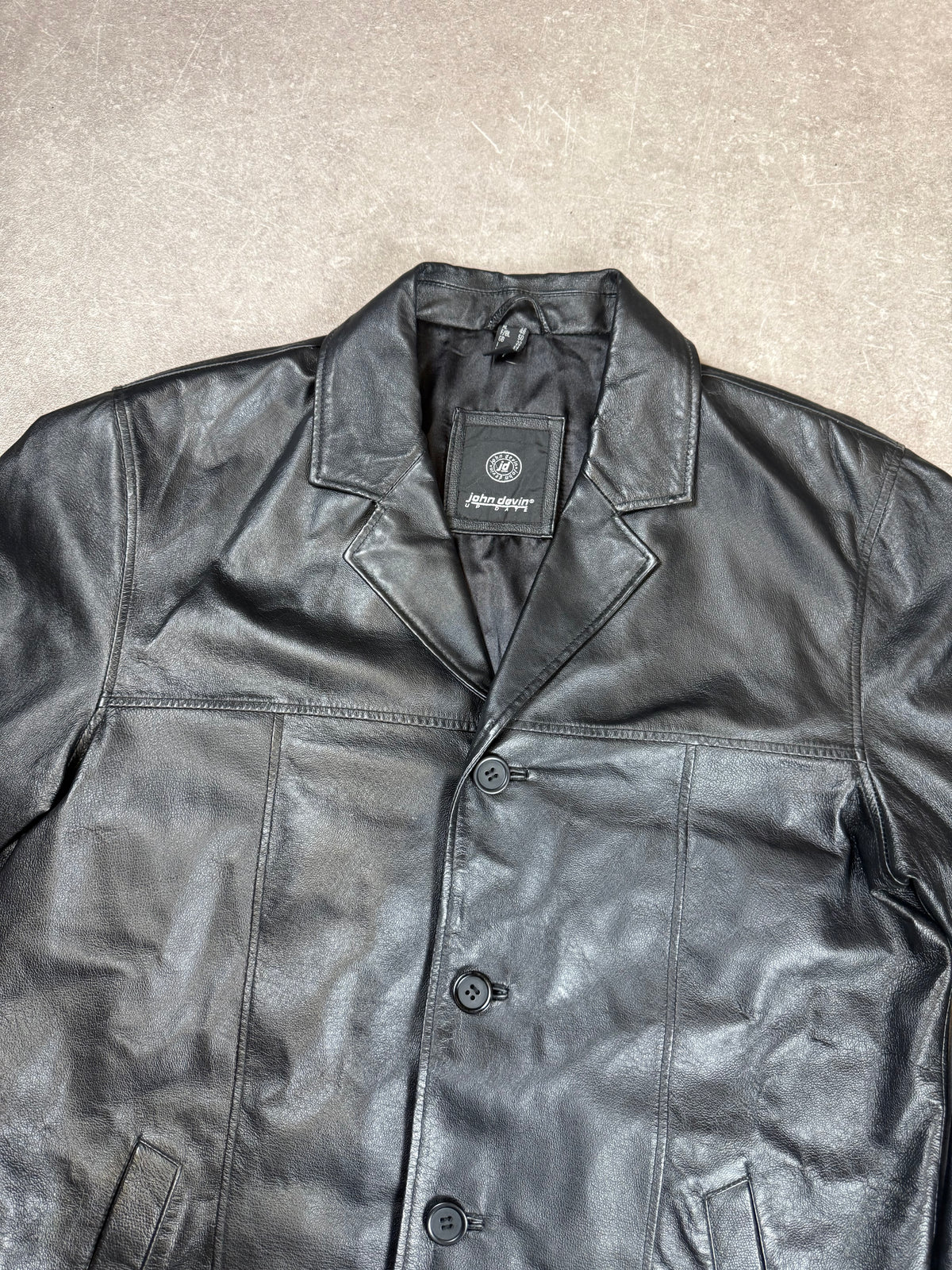 John Devin Vintage Herren Lederjacke Schwarz Gr. 48 Lederblazer