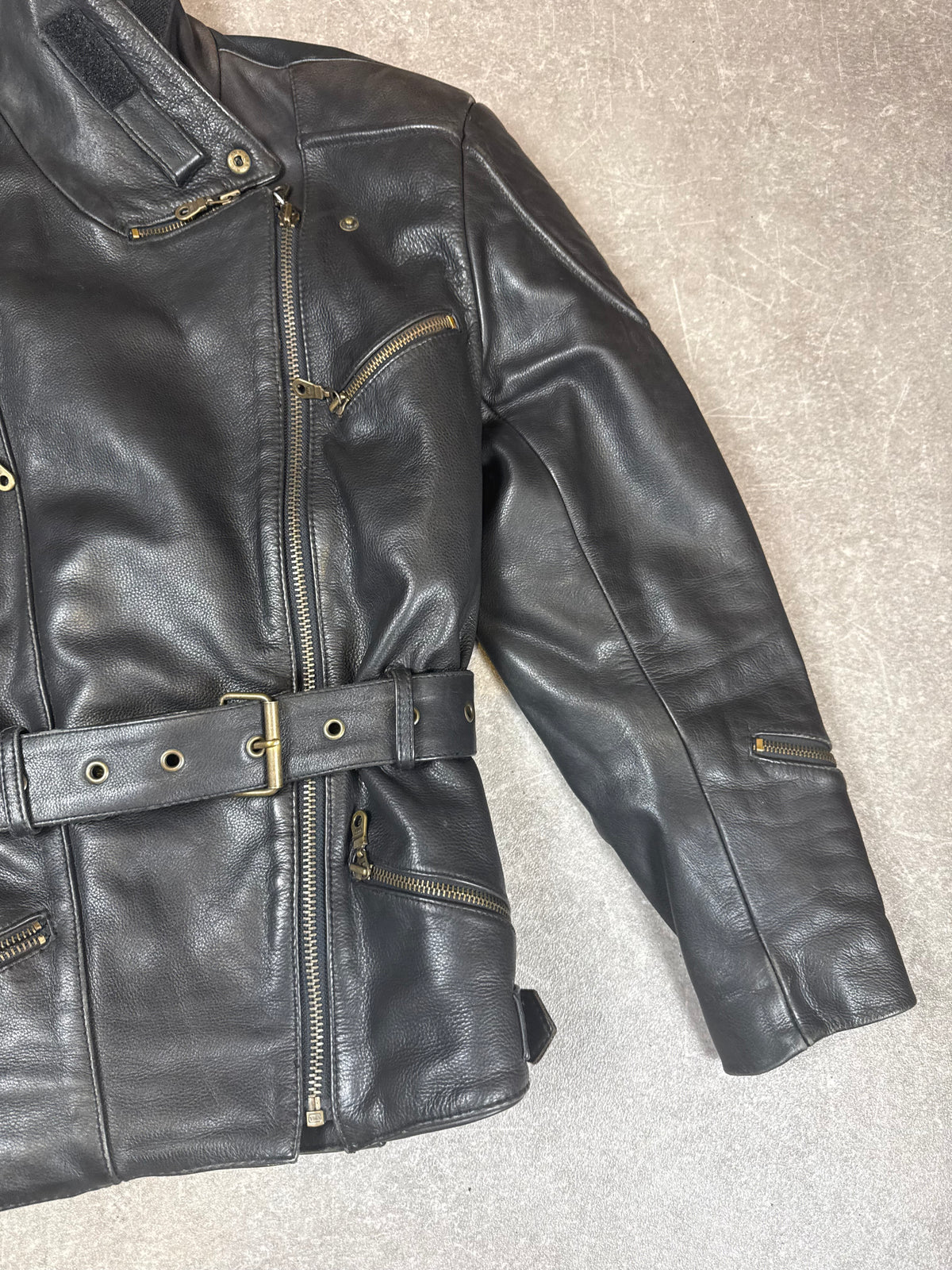 Held Vintage Motorrad Lederjacke Gr. 38 Schwarz Echtleder Biker Perfecto