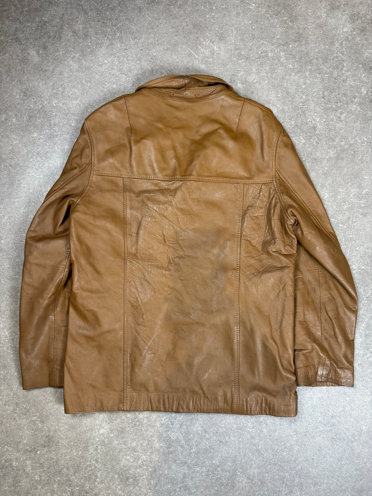 Vintage Herren Lederjacke Braun Cognac Echtleder 70er 80er Lederblazer