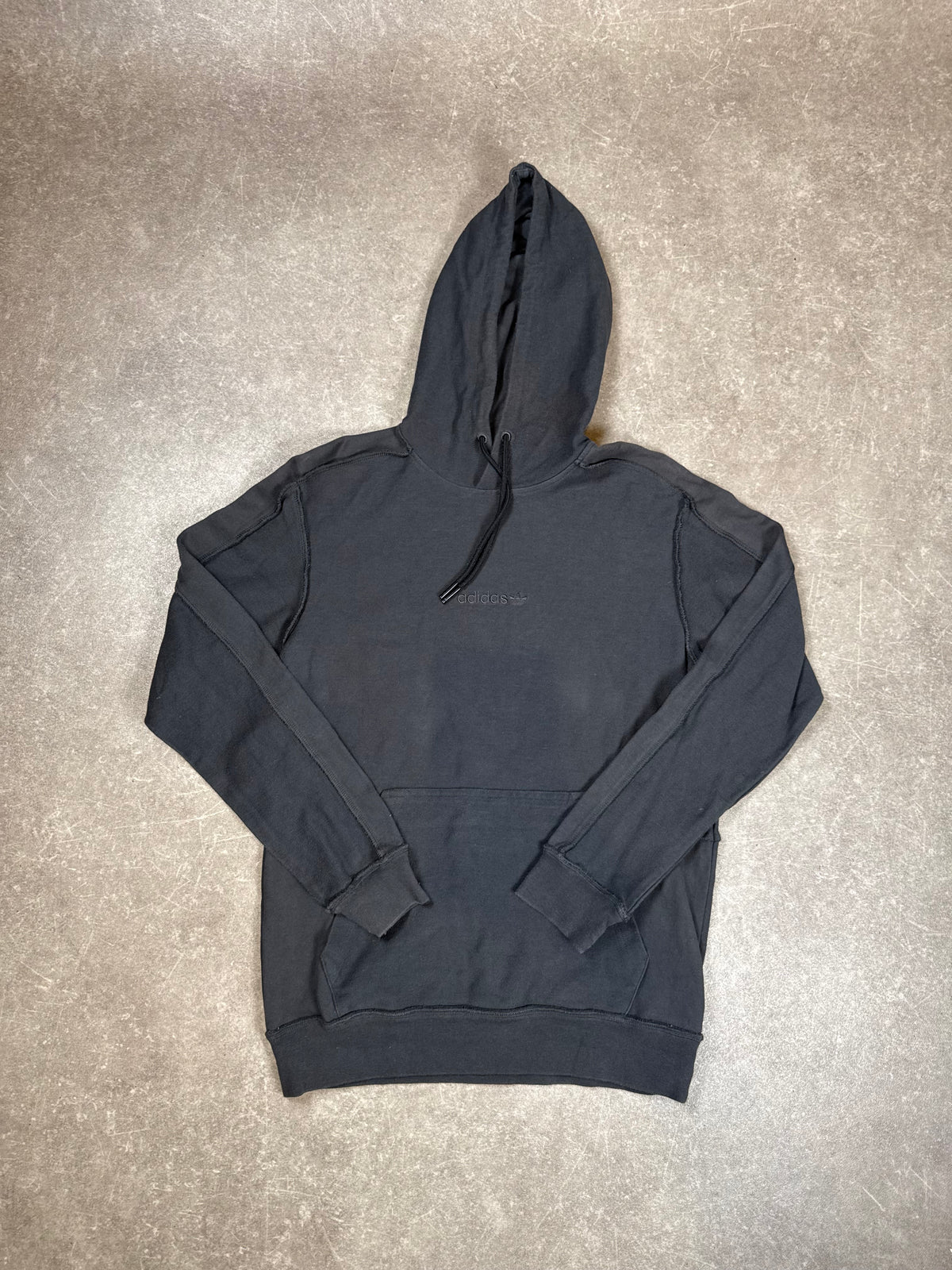 Adidas Originals Vintage Hoodie Schwarz Ton-in-Ton Logo Inside Out