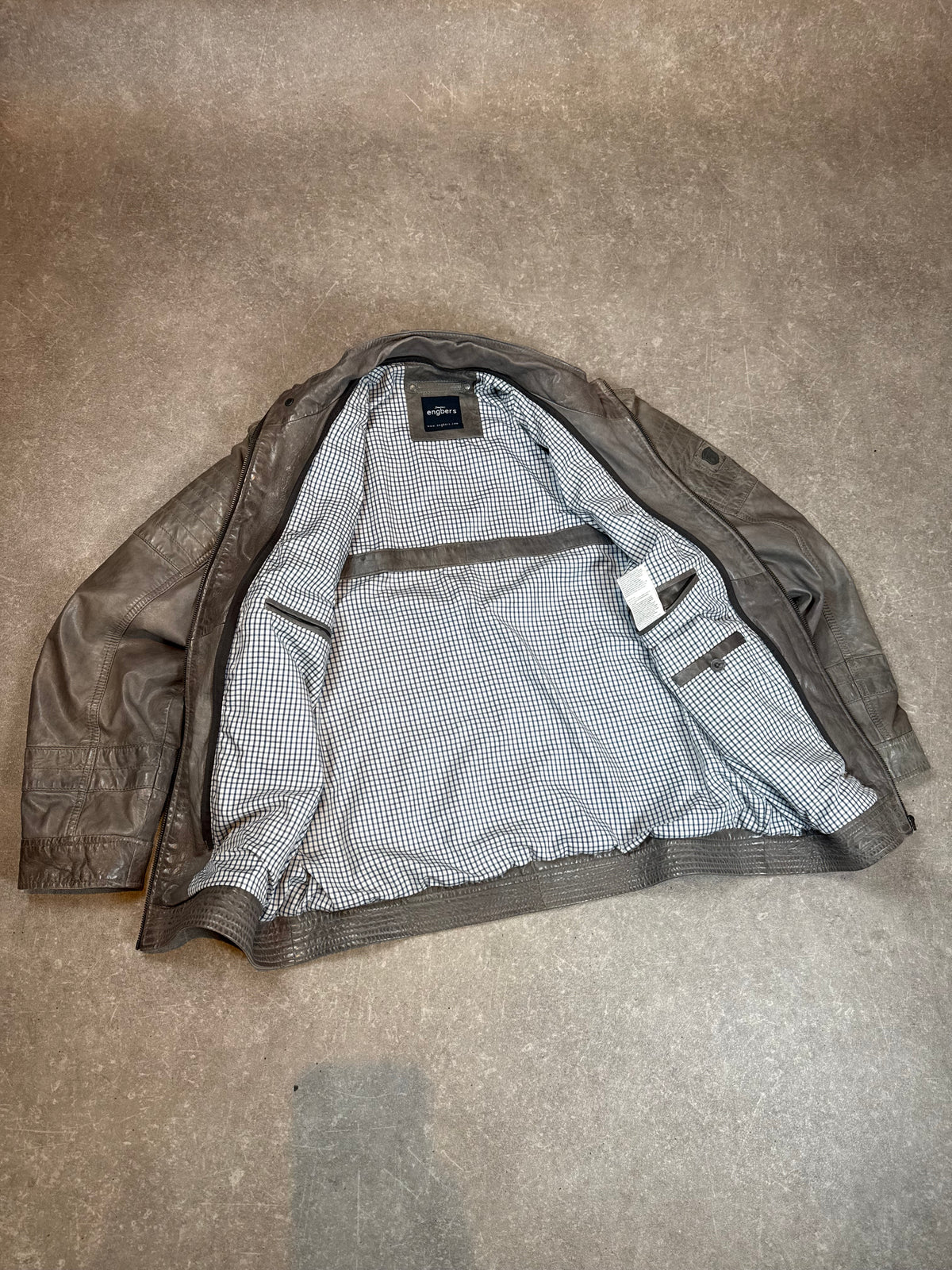 Engbers Lederjacke Herren Gr. 52 Grau Lamm Nappa Biker Übergangsjacke Echtleder