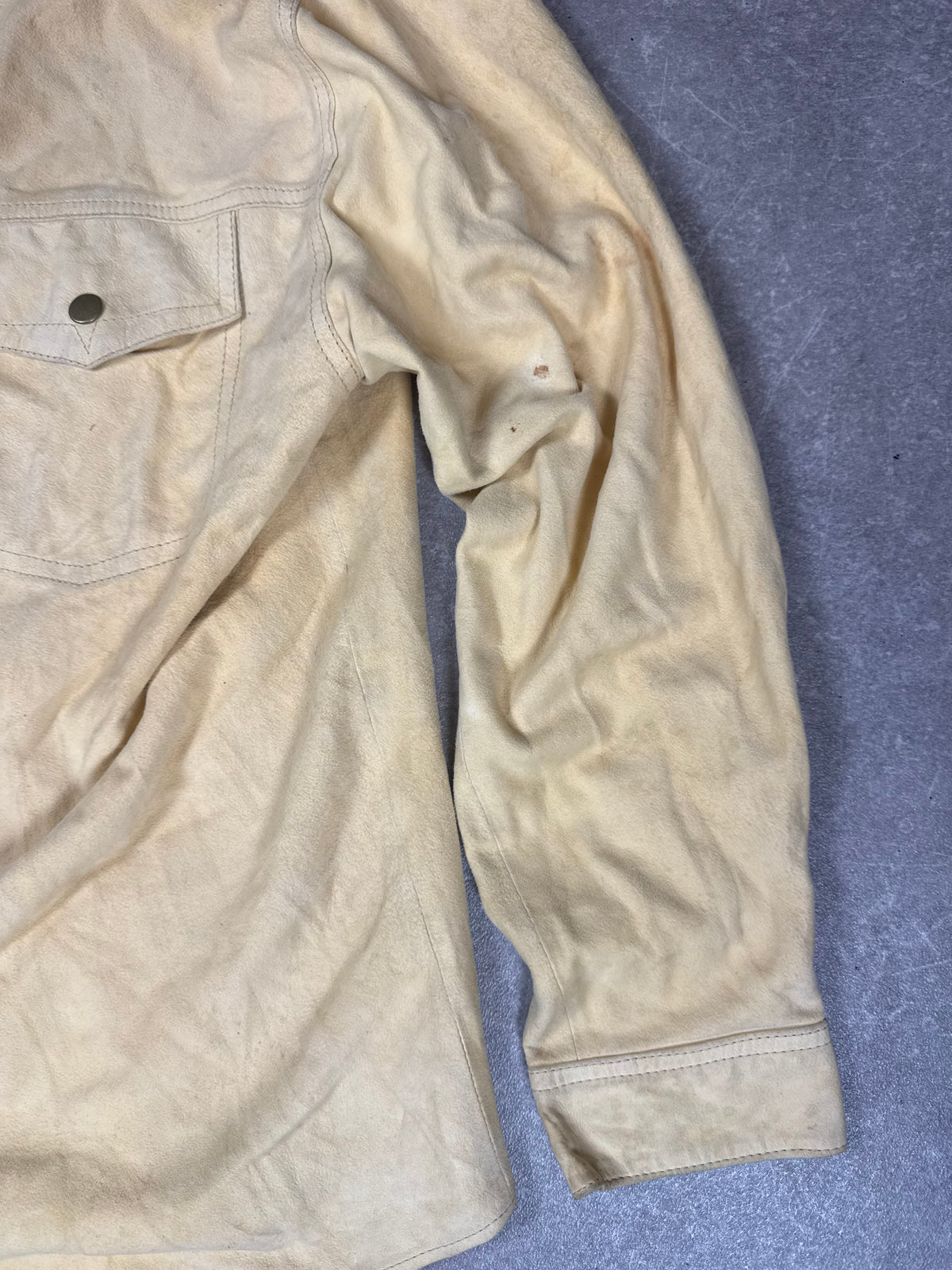 Vintage Wildleder Lederhemd Herren Beige Western Workwear Lederjacke XL