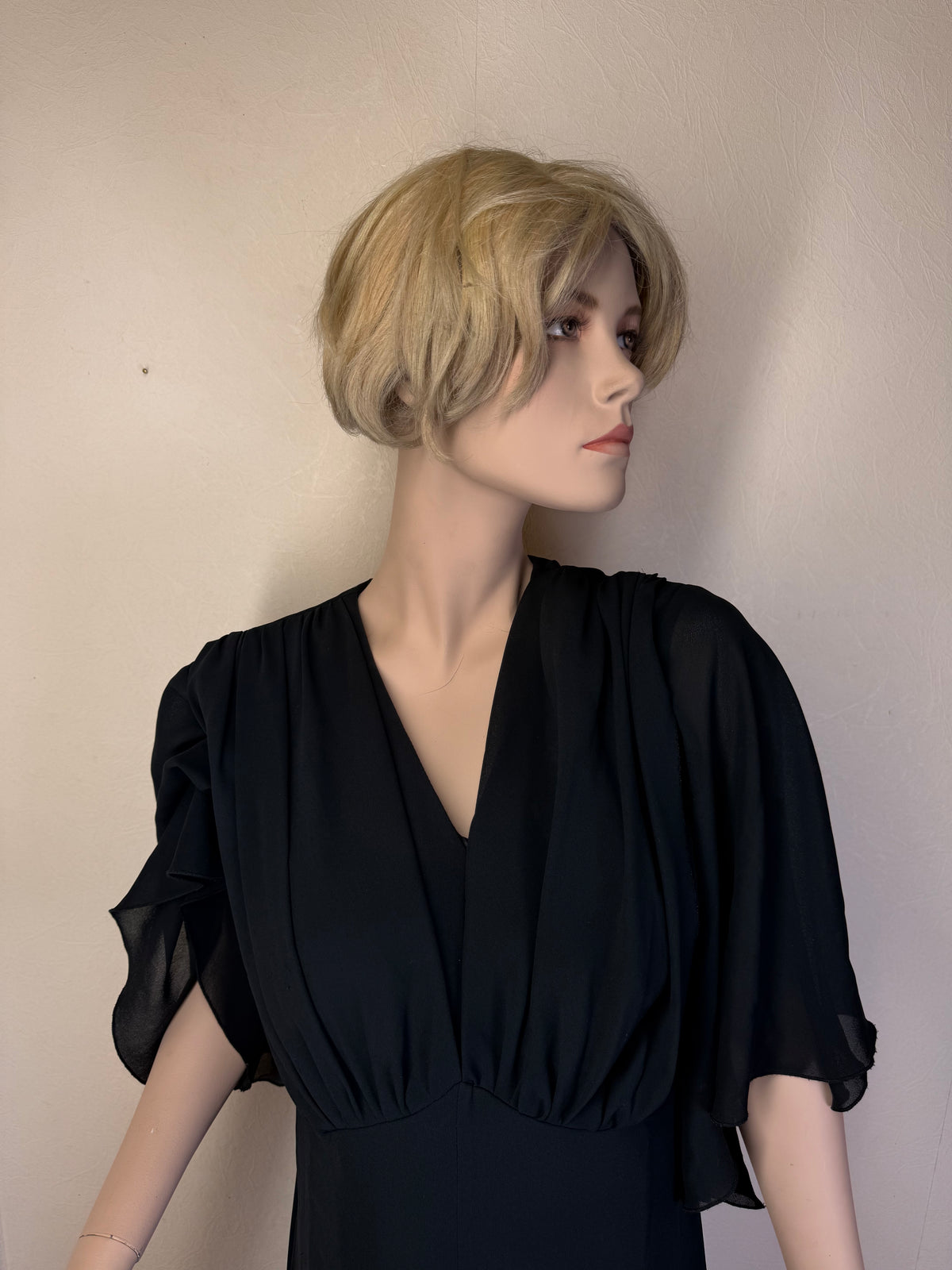 Vintage Damen Abendkleid Schwarz – Langes Maxikleid mit Flügelärmeln