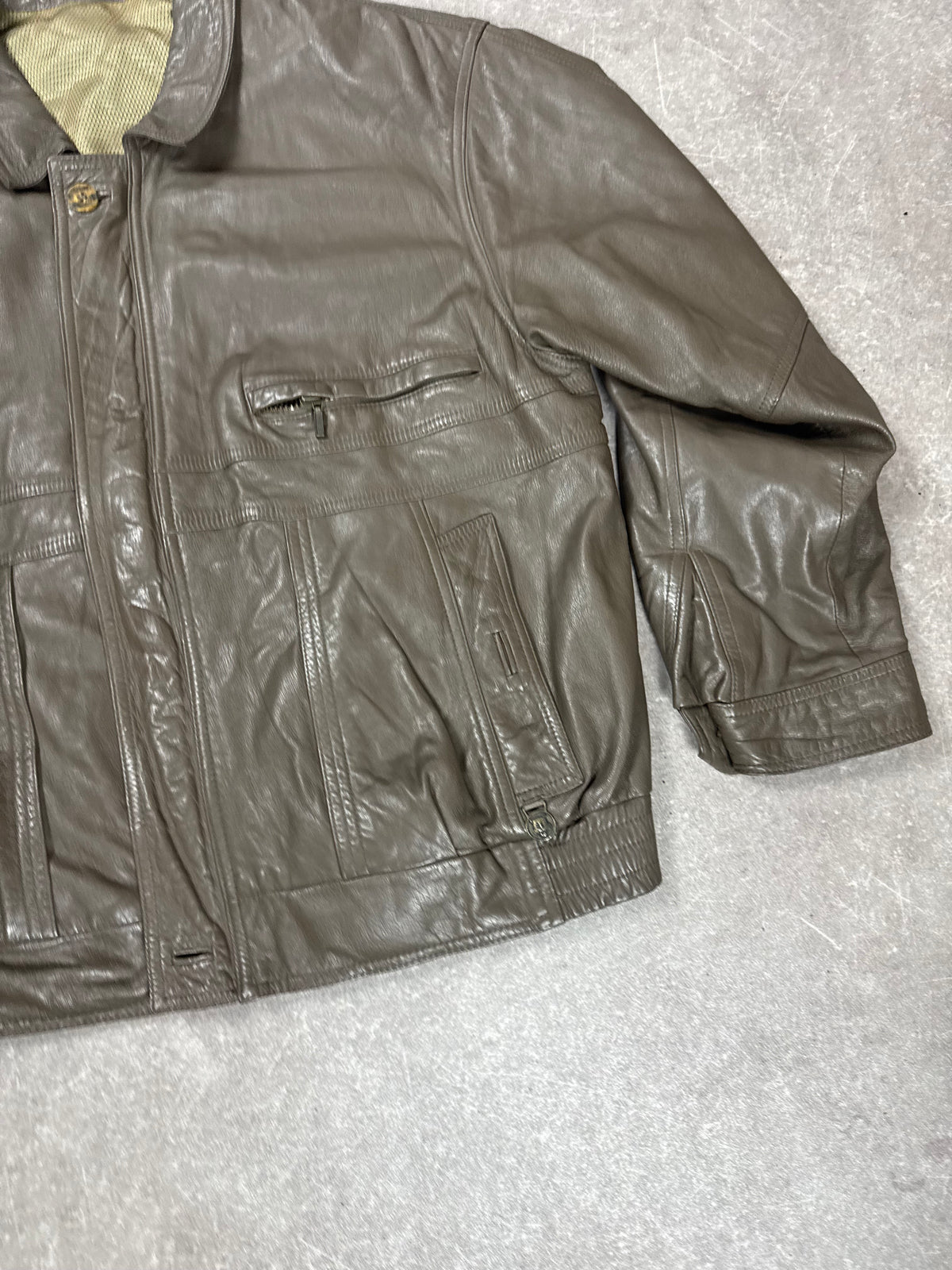 Vintage Lederjacke Herren Grau XL Echtleder Blouson Oversize 90s