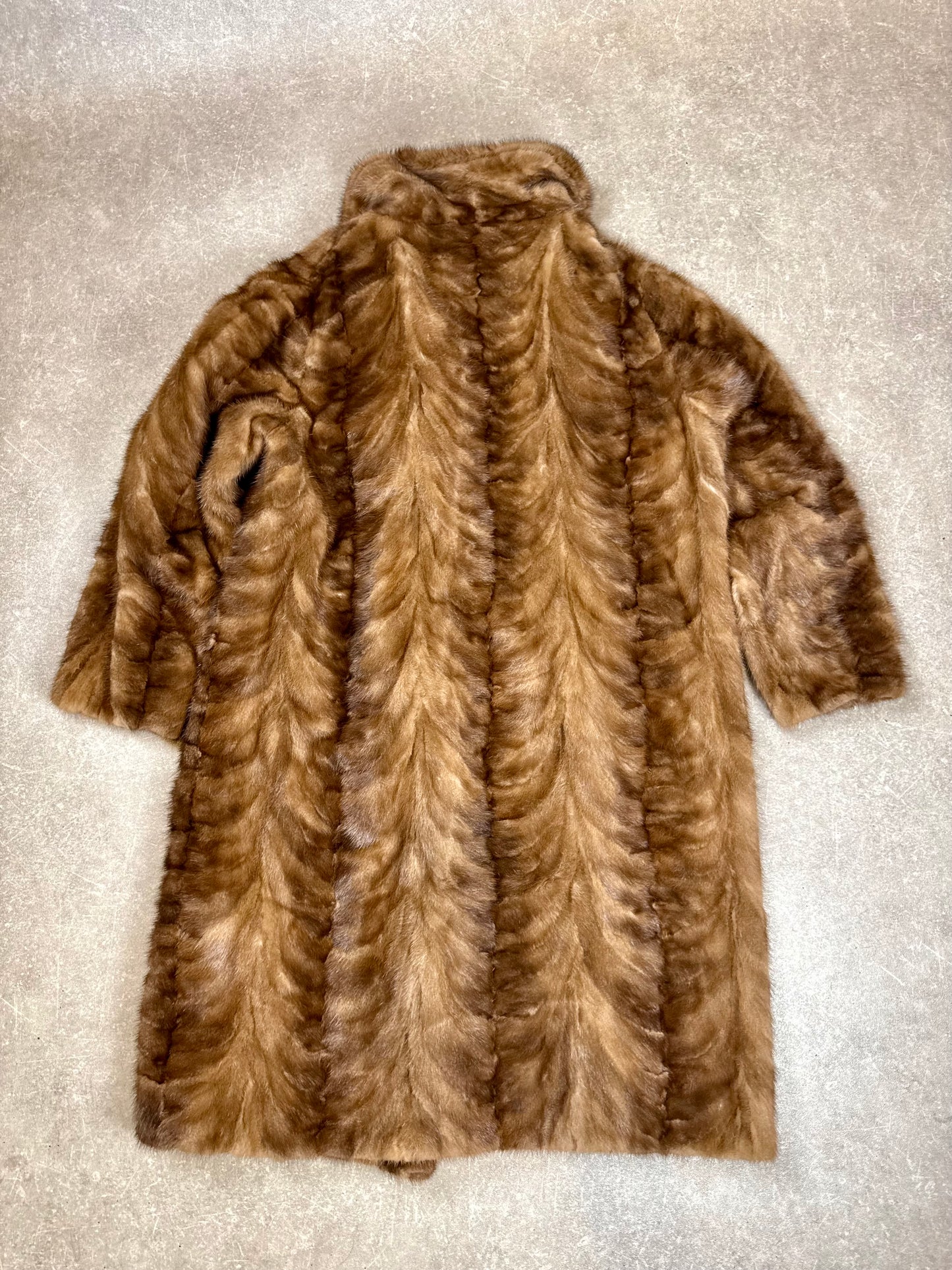Vintage Samtnerz Nerzmantel Echtpelz Damen Gr. L XL Braun A.H. de Wit Wildervank