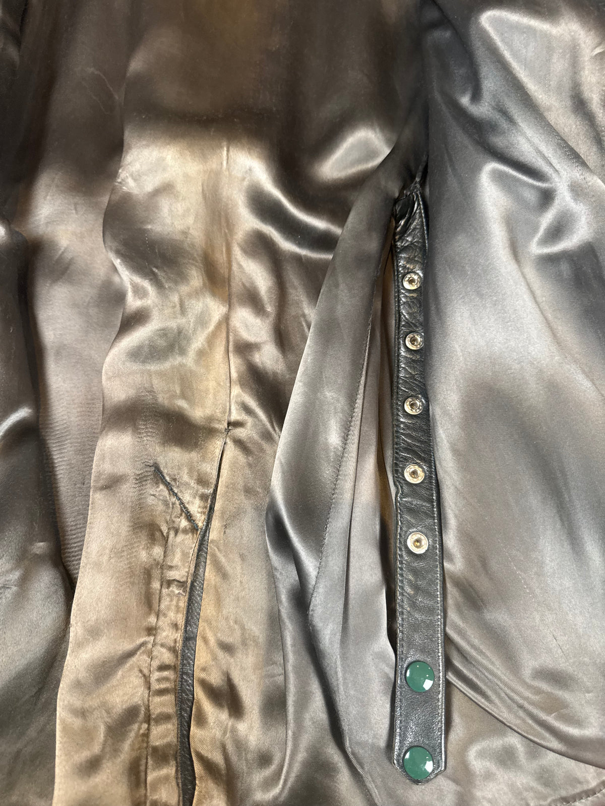 Vintage Shiva Leder Mantel Schwarz Echtleder Gürtel Motorrad Biker 70er 80er