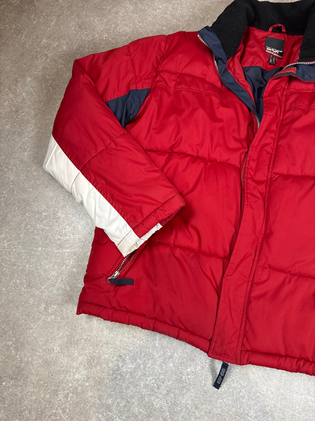 Vintage Esprit Sports ESP 66 Pufferjacke L Rot Weiß Navy – 90er Y2K