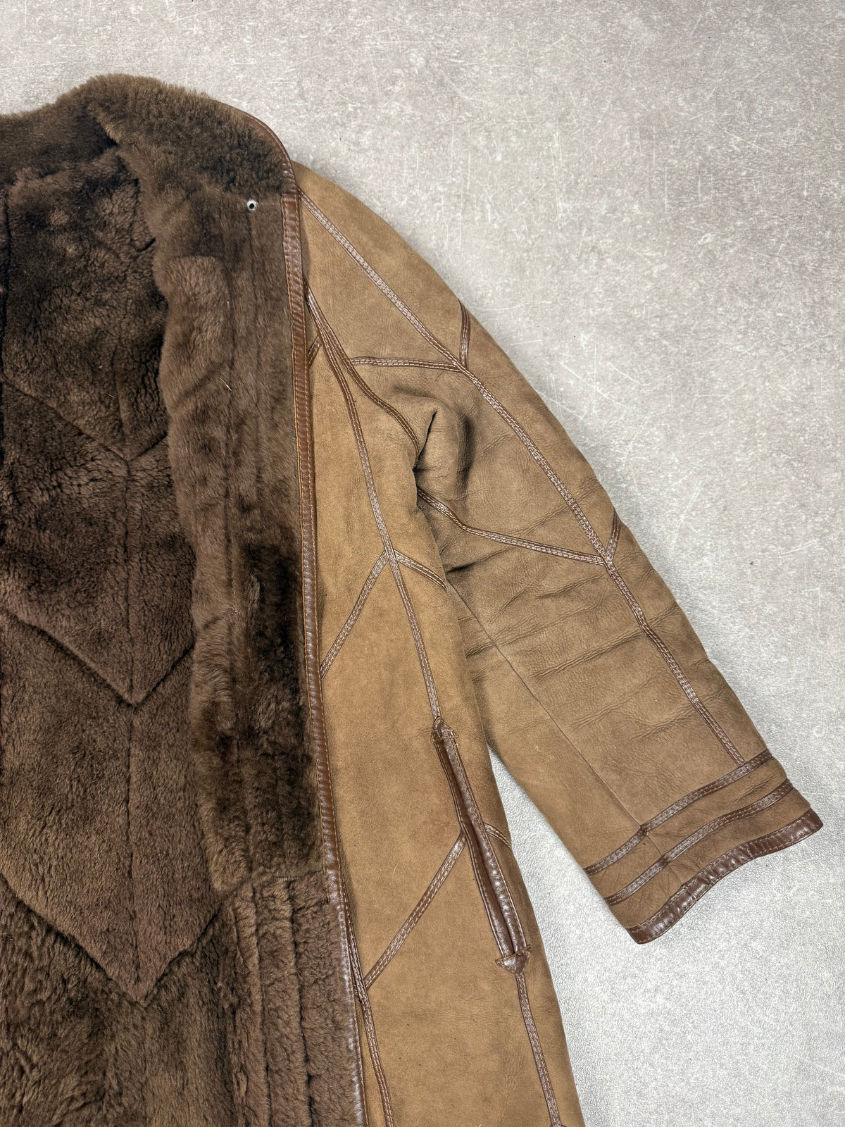 Vintage Damen Lammfellmantel Braun Echtleder Shearling Ledermantel