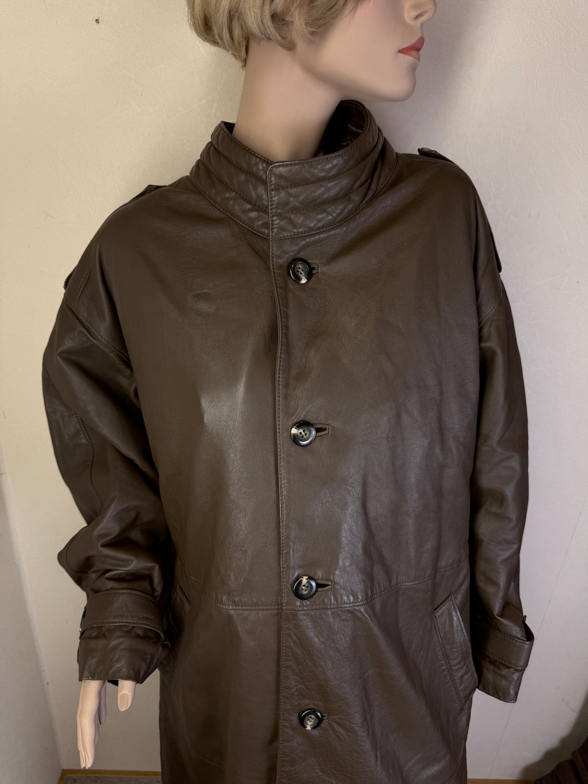 Vintage Herren Ledermantel Braun – GS Herrenmoden Echtleder 70er 80er