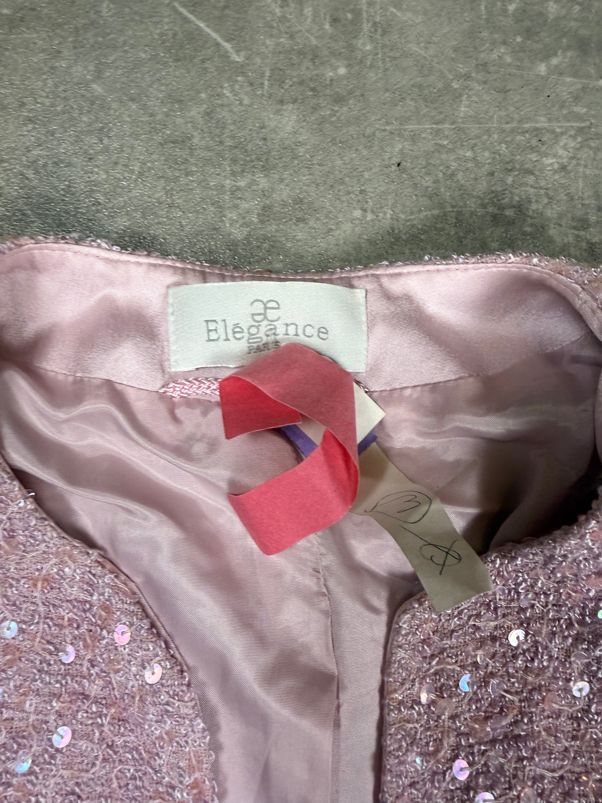 Elégance Paris Vintage Pailletten Blazer Rosa – Damen Abendjacke