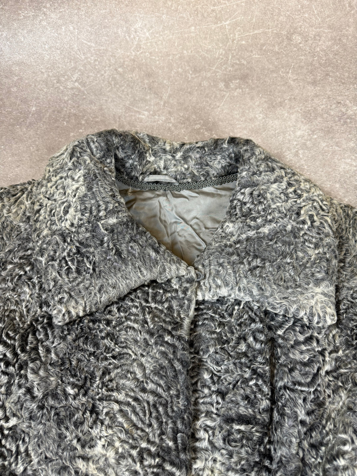 Vintage Persianer Pelzmantel Damen Grau Schwarz