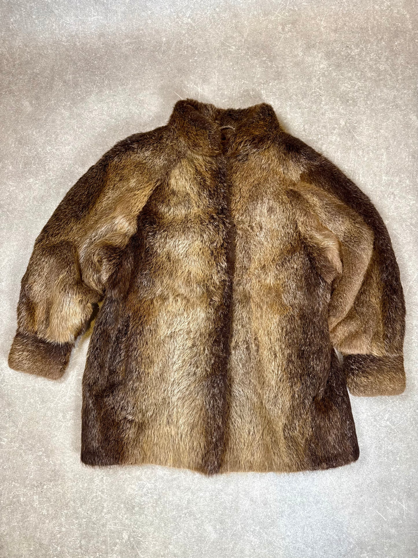 Edle Waschbär Pelzjacke Damen Gr. L 40/42 Braun Vintage Echtpelz Pelz-Etage