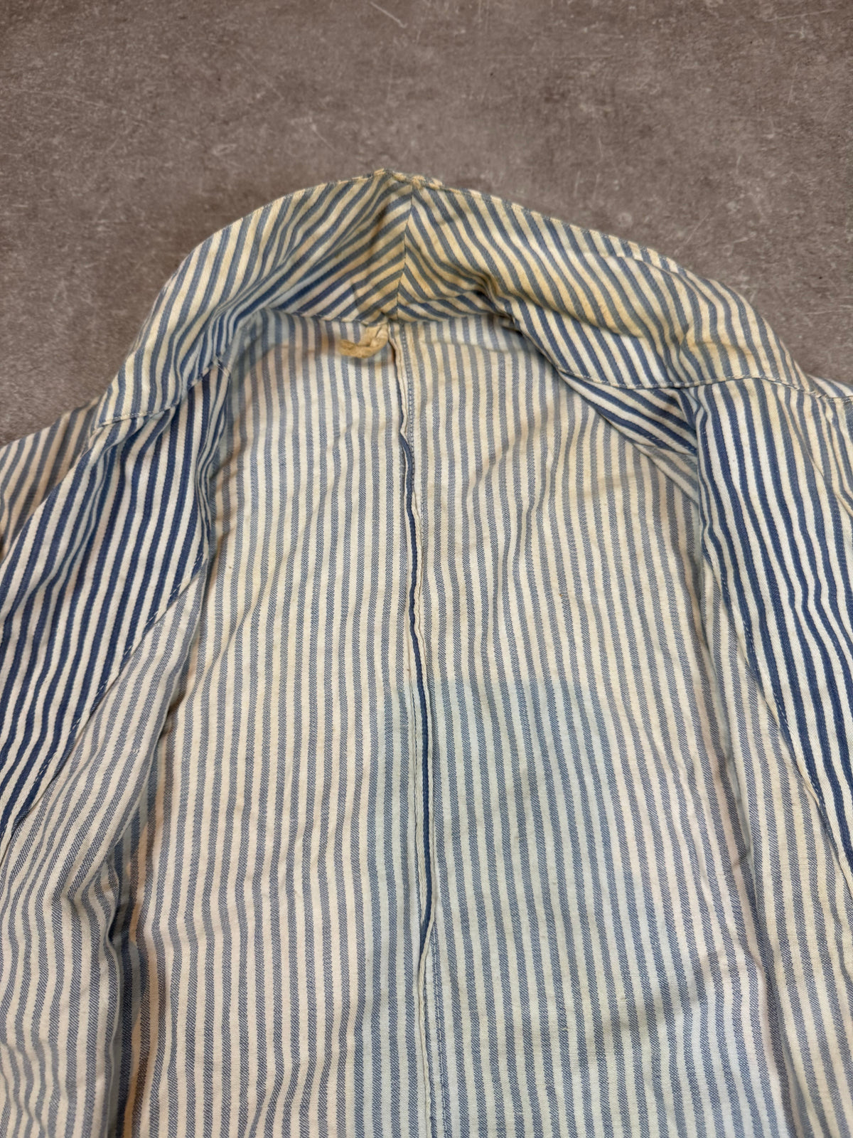 Antike Arbeitsjacke Herren Blau Weiß Gestreift – Vintage Arbeitskittel Workwear
